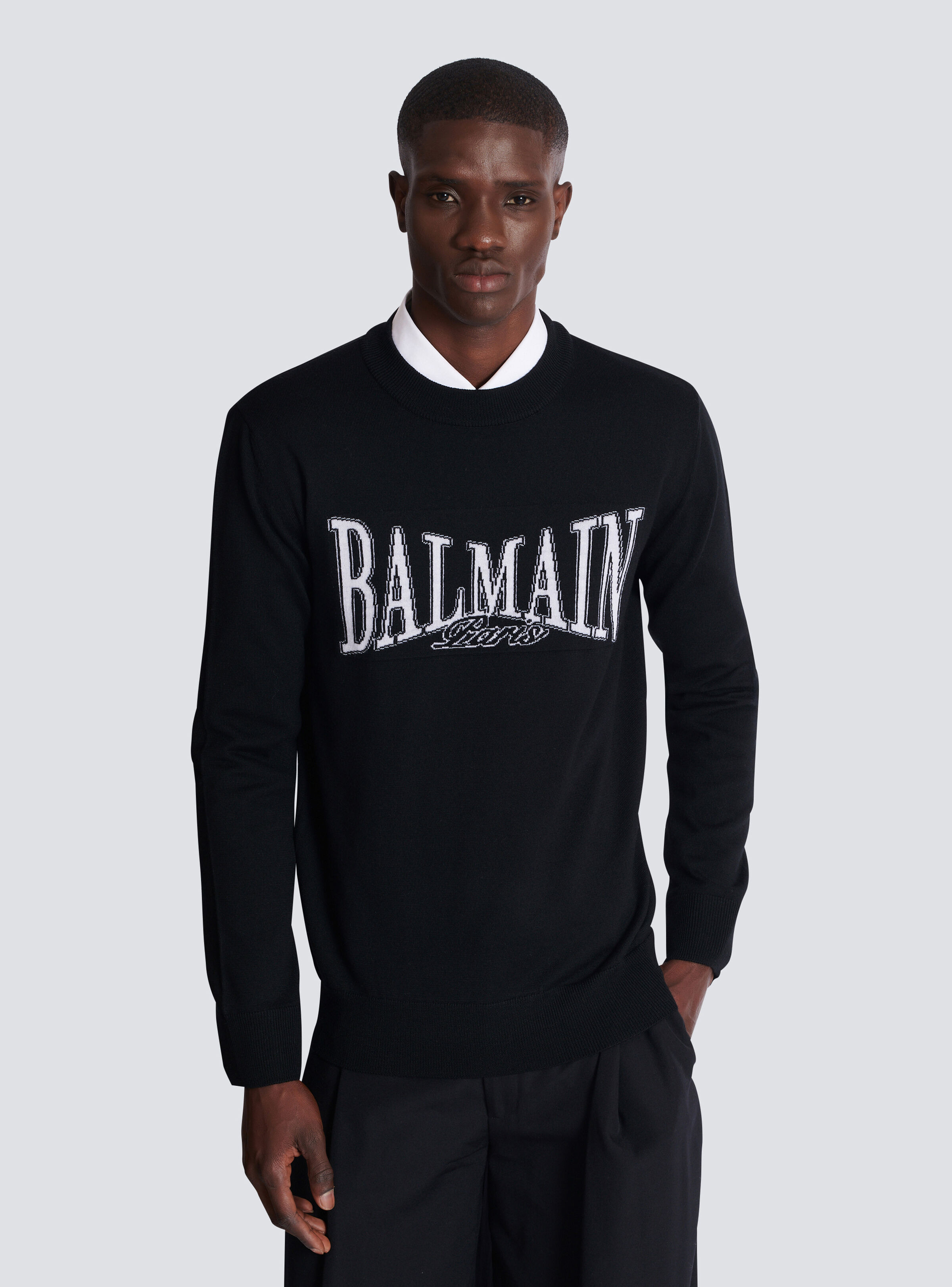 Balmain College jacquard knit jumper - 6