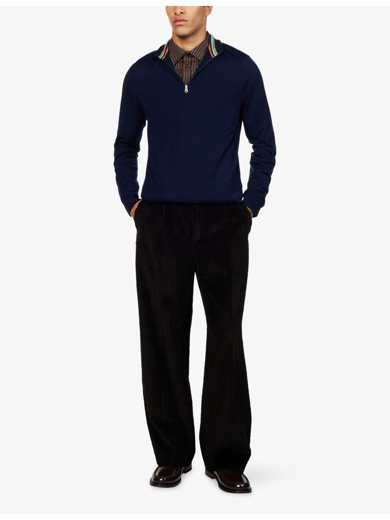 Paul Smith Signature-Striped Half-Zip Wool Top outlook