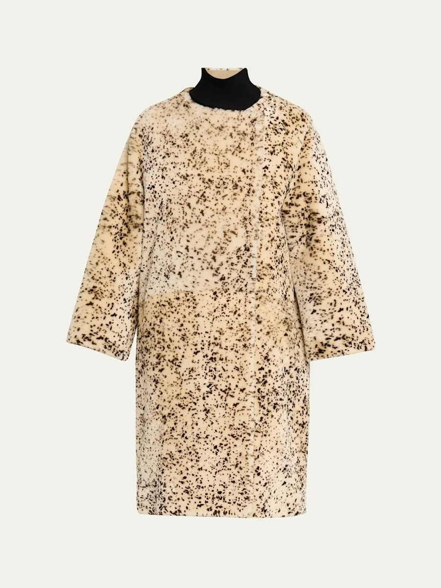Spotted Lamb Shearling Double-Breasted Coat - 1