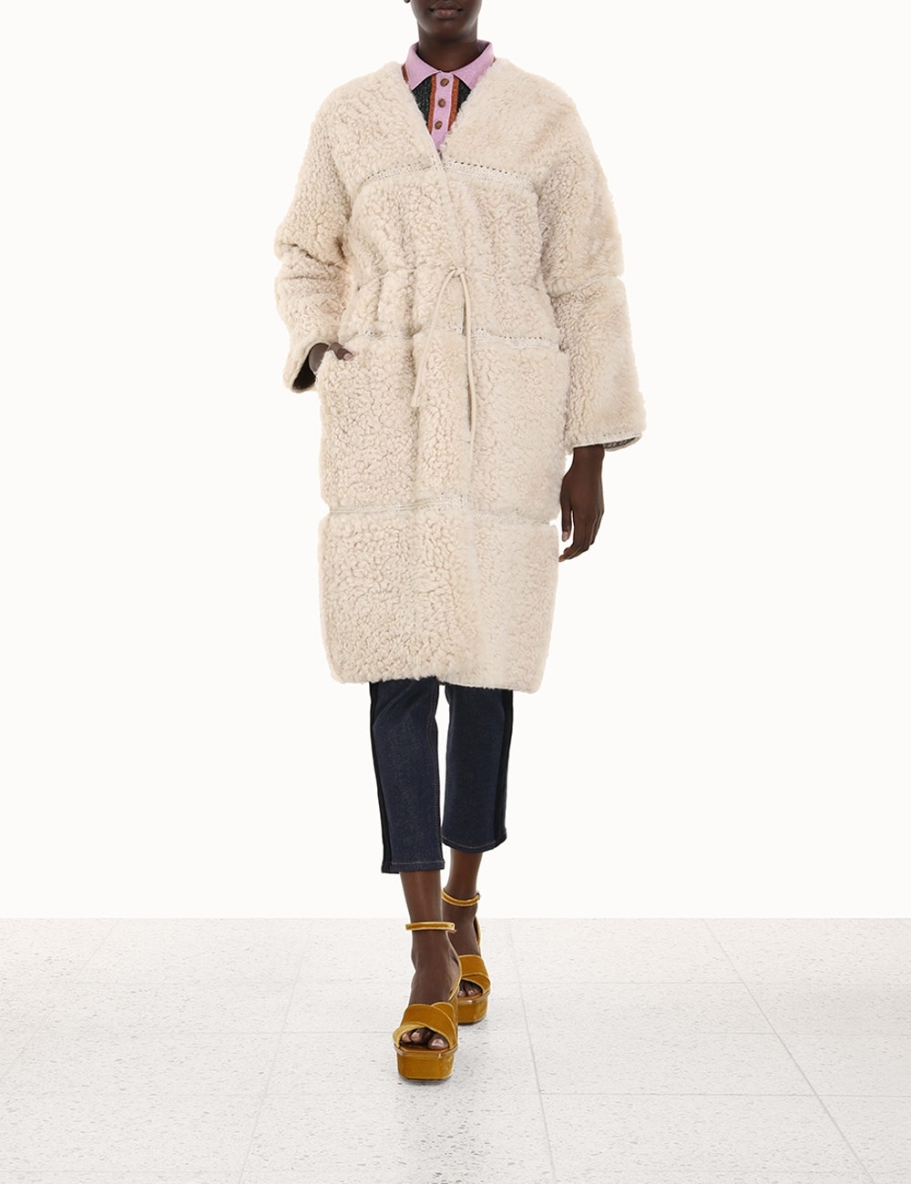 KALEIDOSCOPE SHEARLING COAT - 2