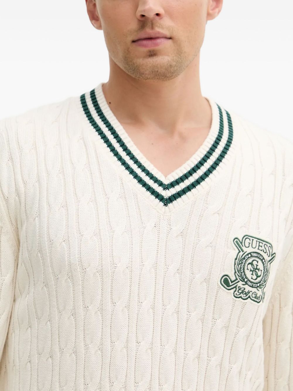 cable-knit V-neck sweater - 5