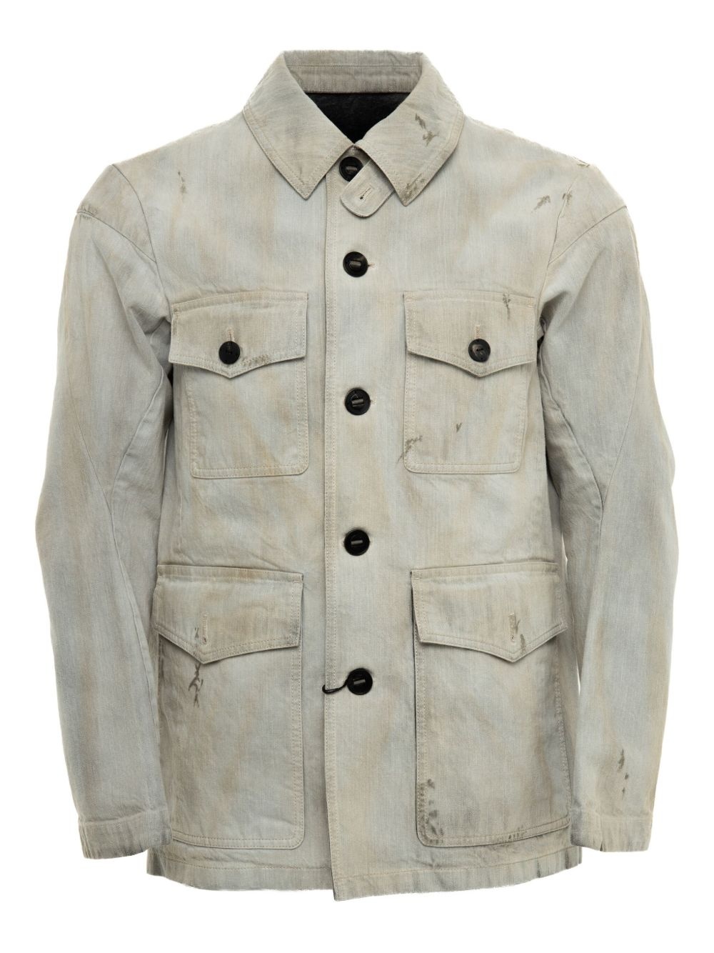 bleached-effect denim jacket - 1