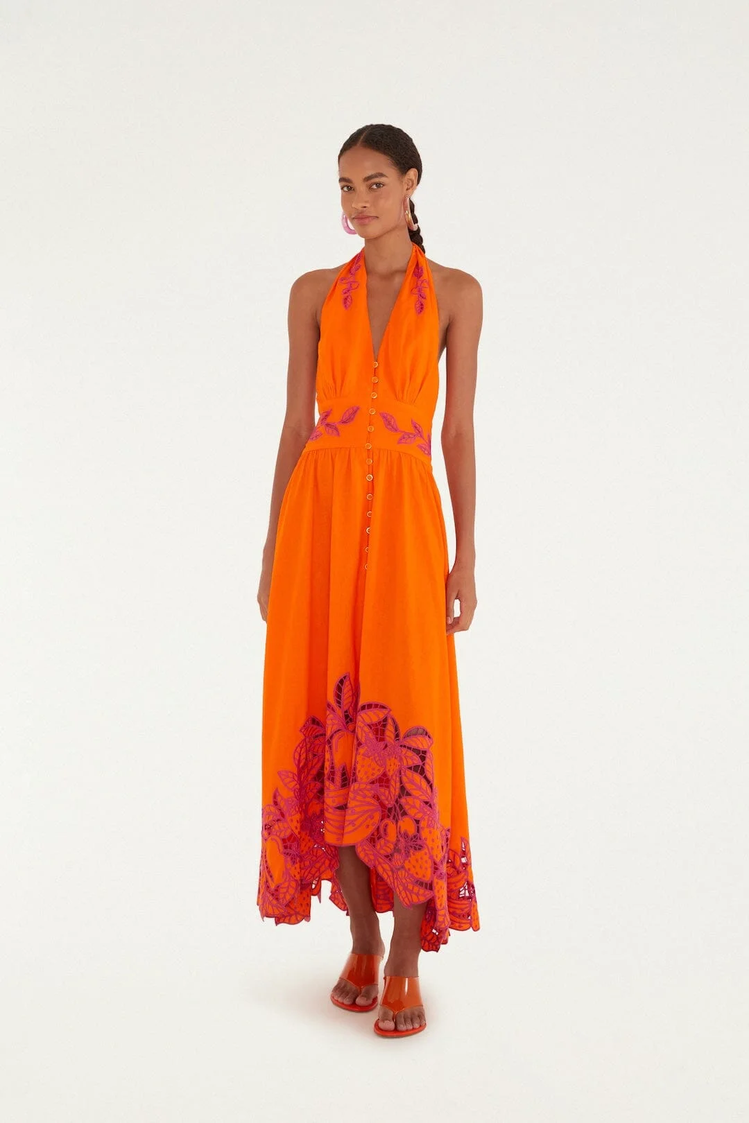 Orangee Fruit Richelieu Artisanal Lenzing Ecovero Euroflax Maxi Dress - 1