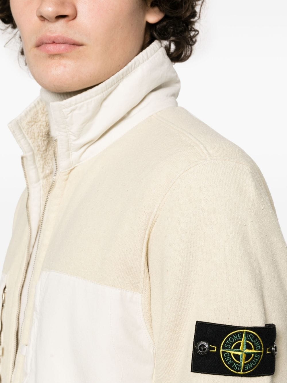 fleece-lined panelled zip-up jacket - 5