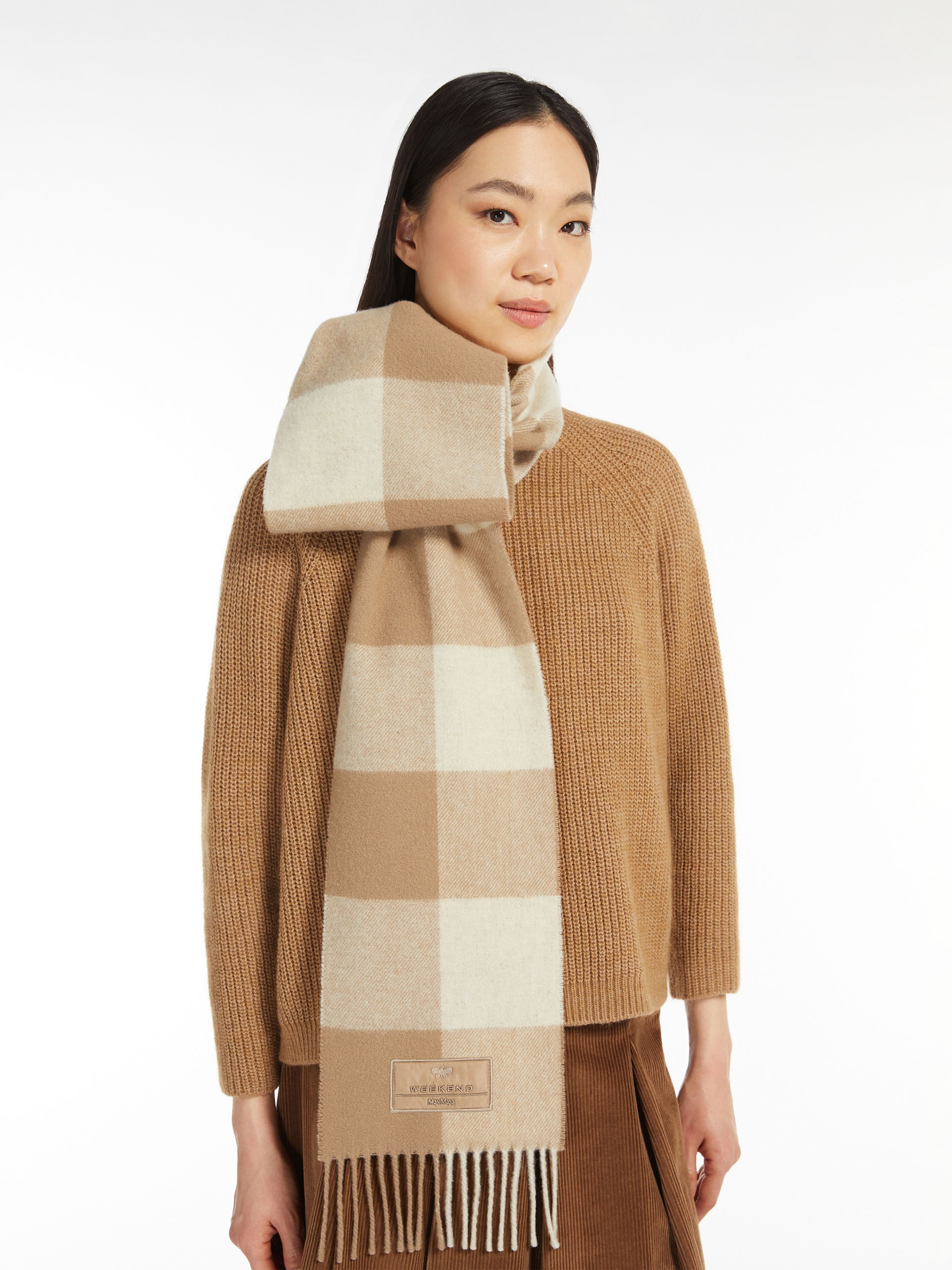 ORA Chequered wool scarf - 4