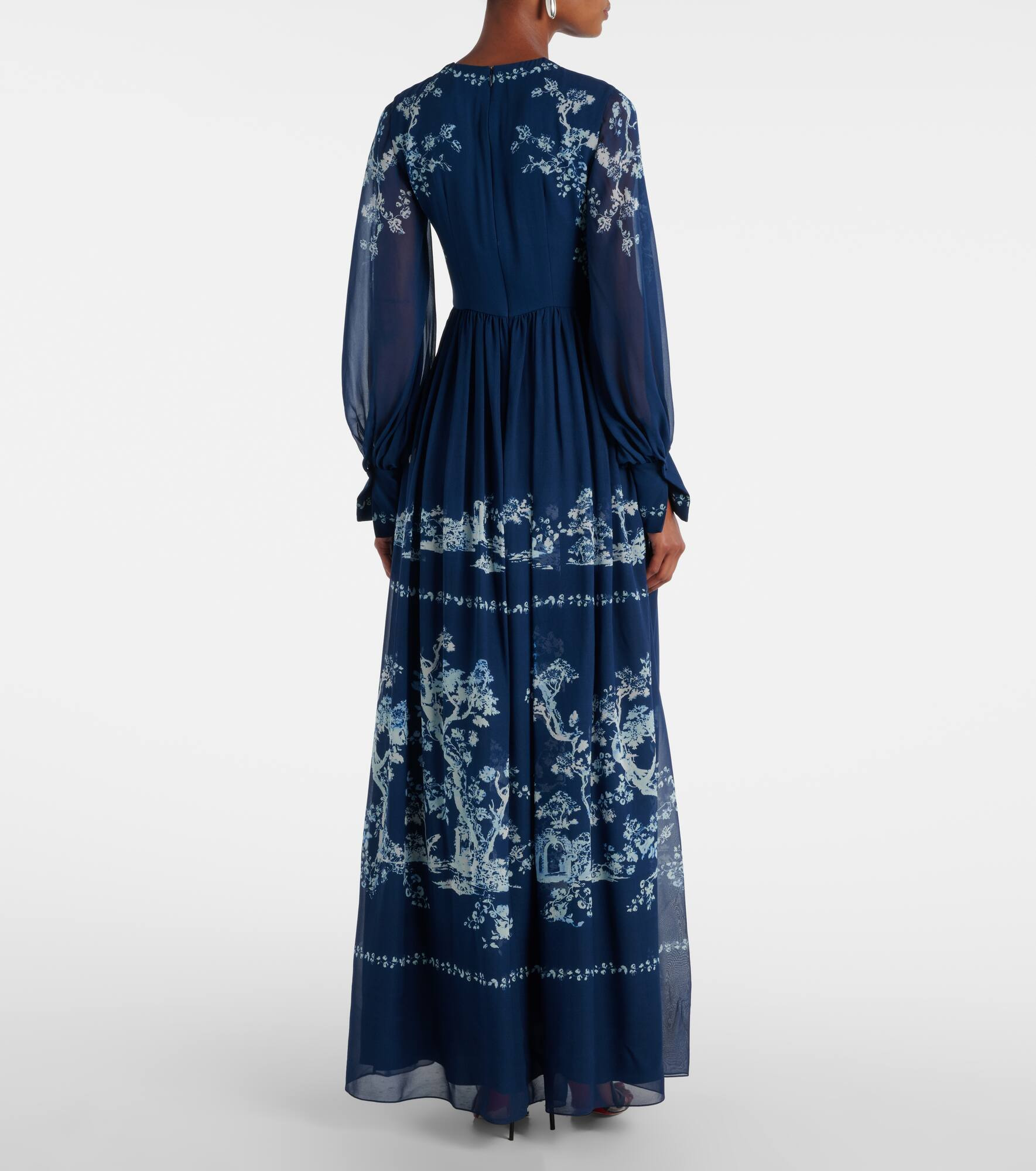 Floral ruched silk gown - 3