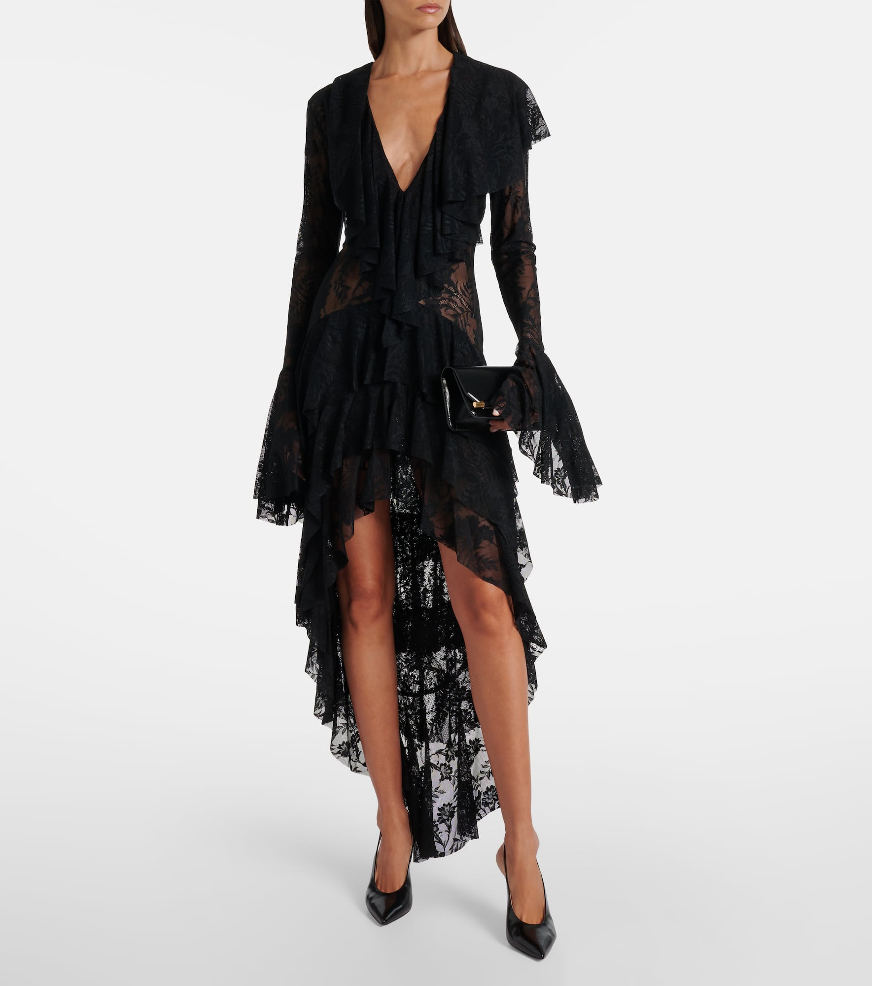 Asymmetric ruffled midi dress - 2