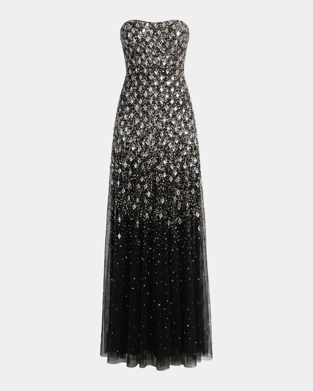 Beaded Mesh Strapless A-Line Gown - 1