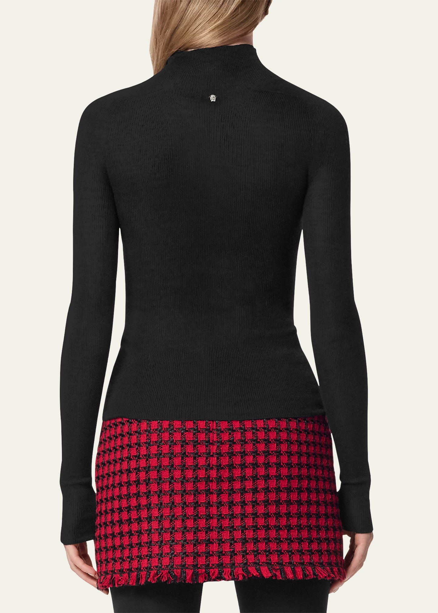 Seamless Ribbed Wool Mock-Neck Sweater - 3