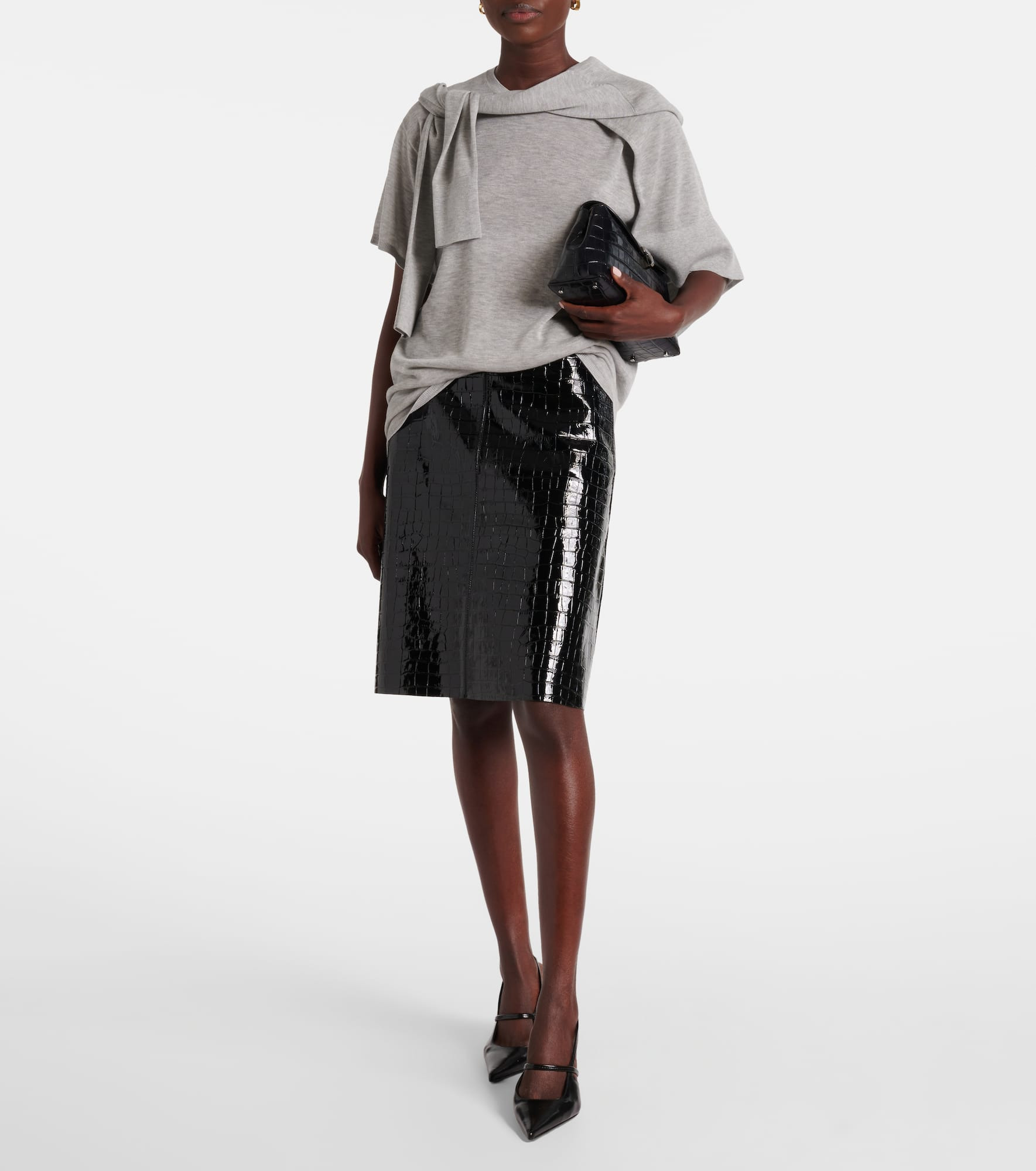 Croc-effect leather miniskirt - 2