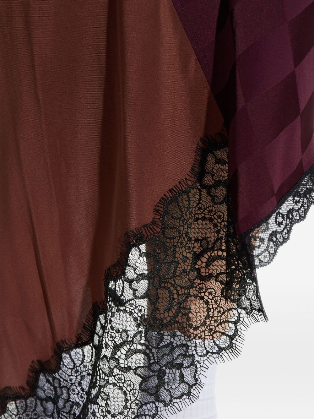 checked lace-trimmed asymmetric skirt - 5