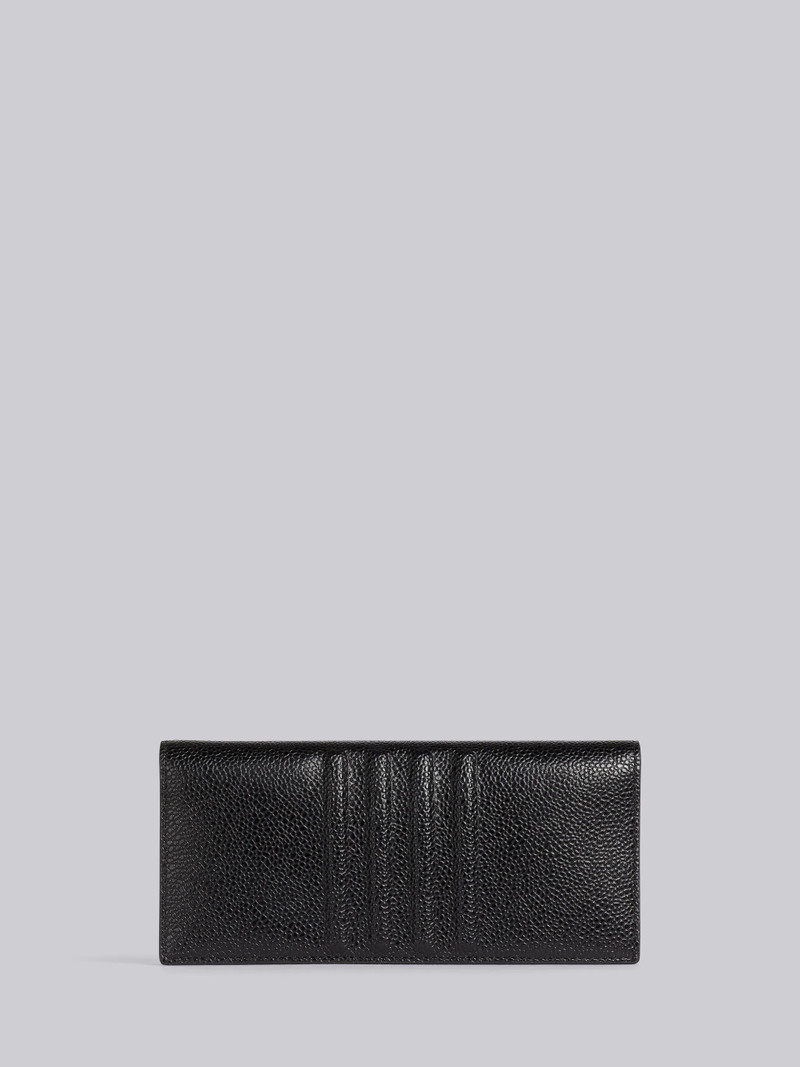 Black Pebble Grain Leather Debossed 4-Bar Long Jacket Wallet 1