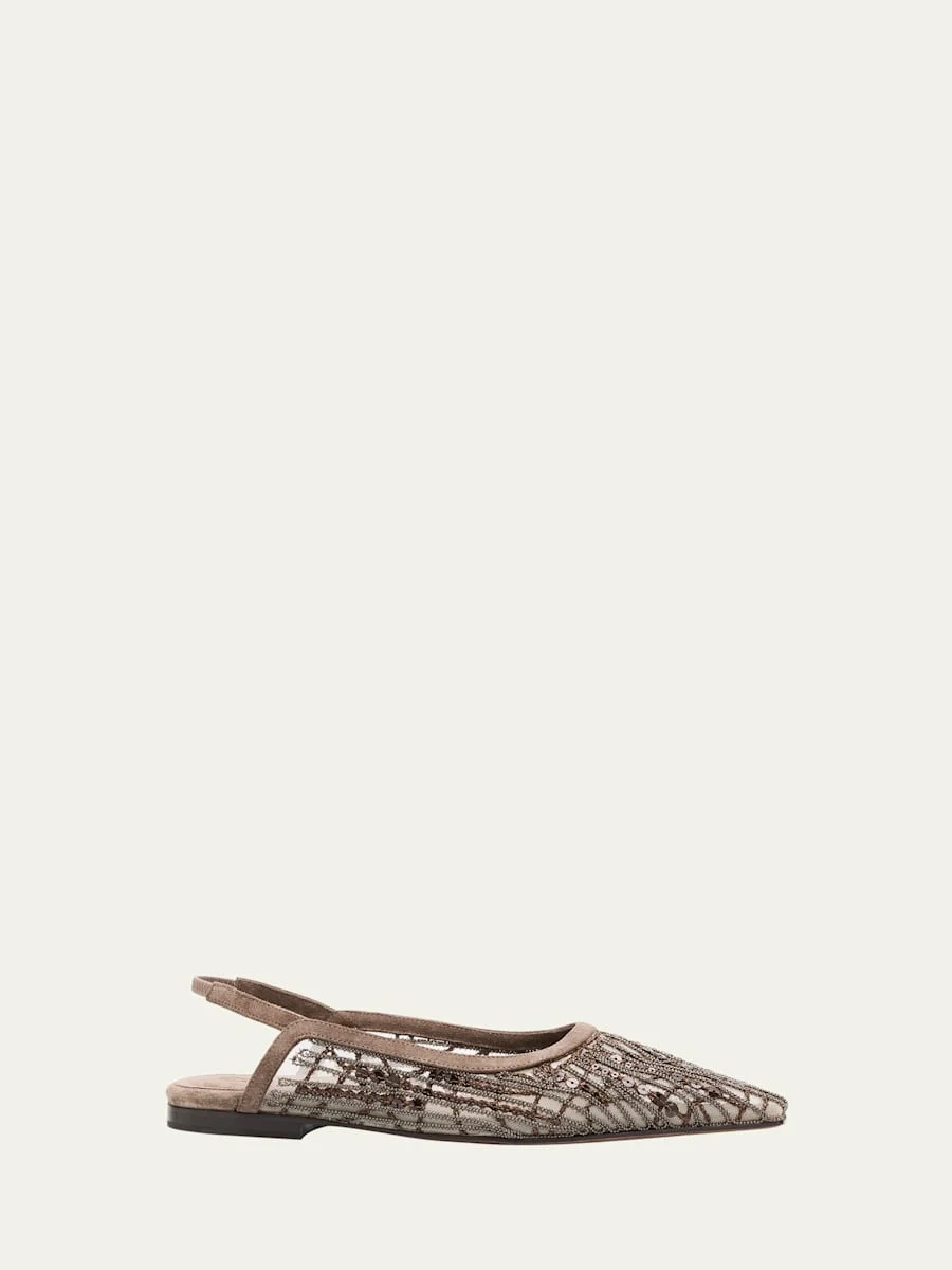 Woven Monili Slingback Flats - 1