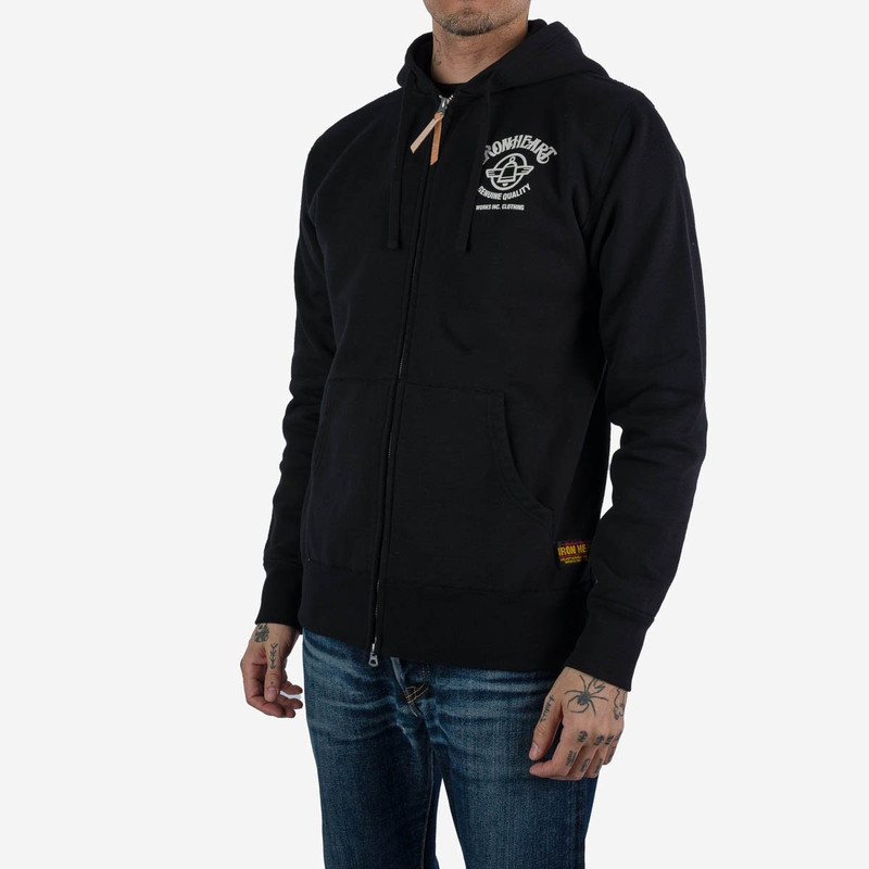 Iron Heart IHSW-65-BLK Printed 14oz Ultra Heavyweight Loopwheel Cotton Zippered Hoodie - Black outlook