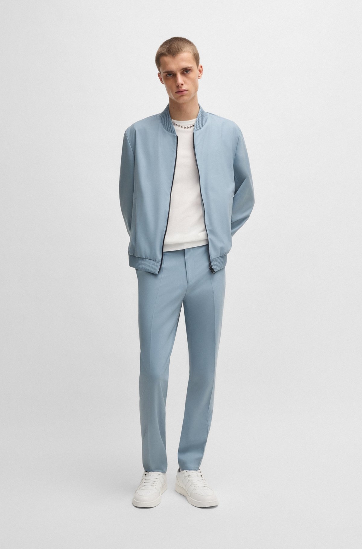 EXTRA-SLIM-FIT TROUSERS IN WOOL STRETCH POPLIN - 3