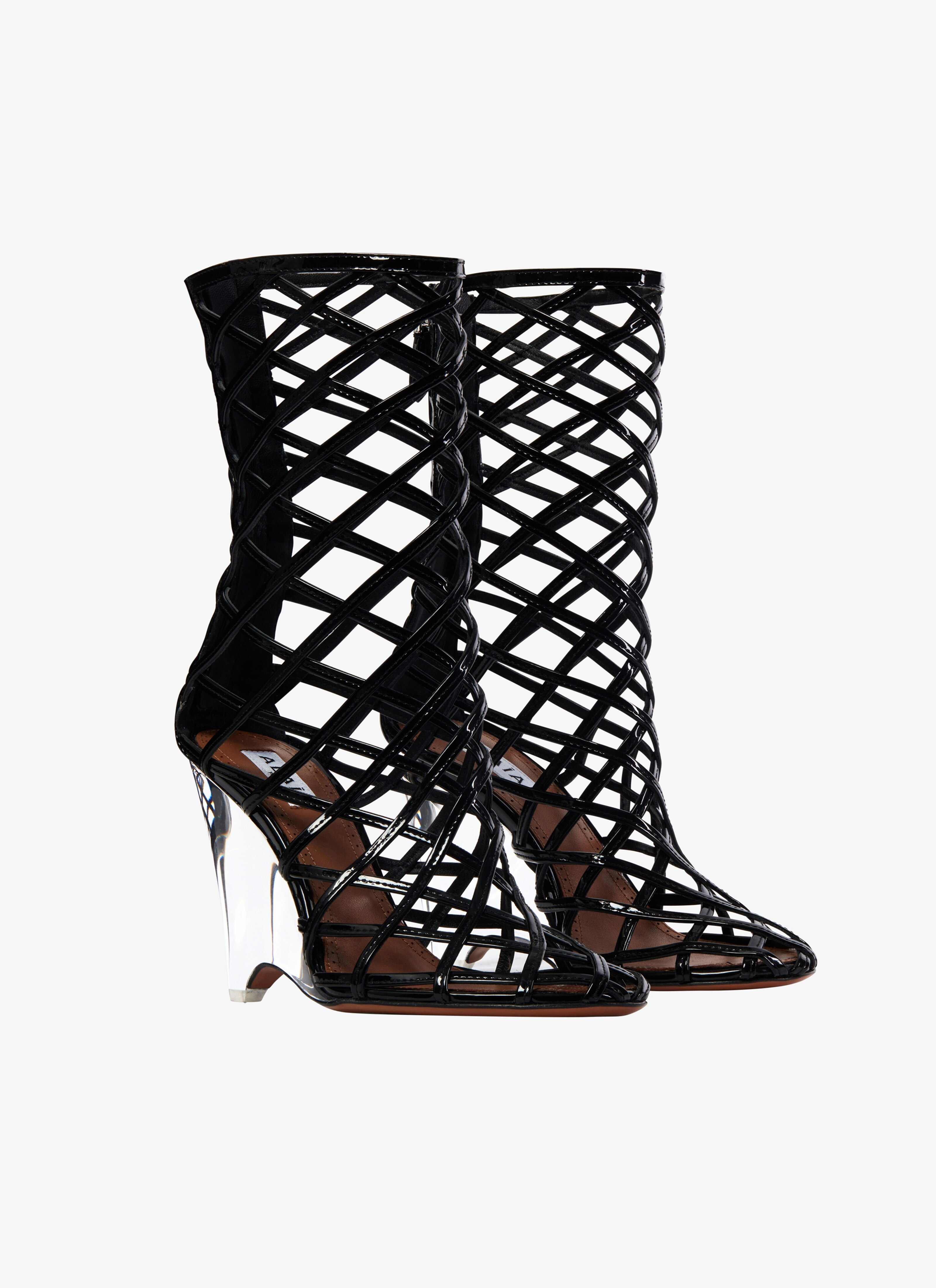 LA CAGE WEDGE BOOTIES IN PATENT LAMBSKIN - 2
