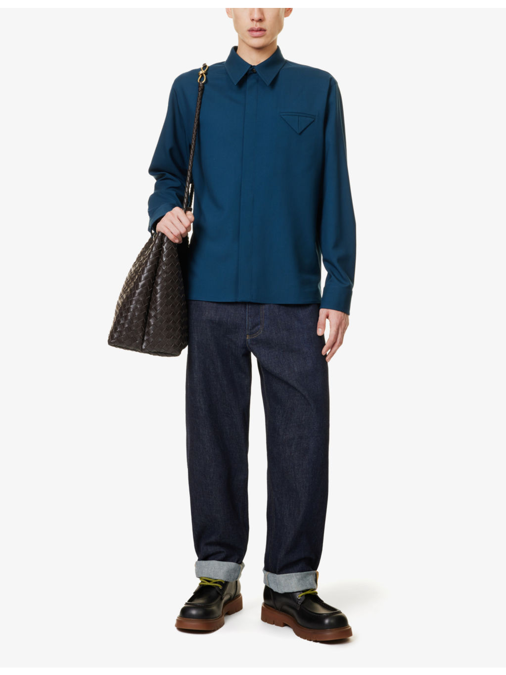 Flap-pocket long-sleeves relaxed-fit wool shirt - 2