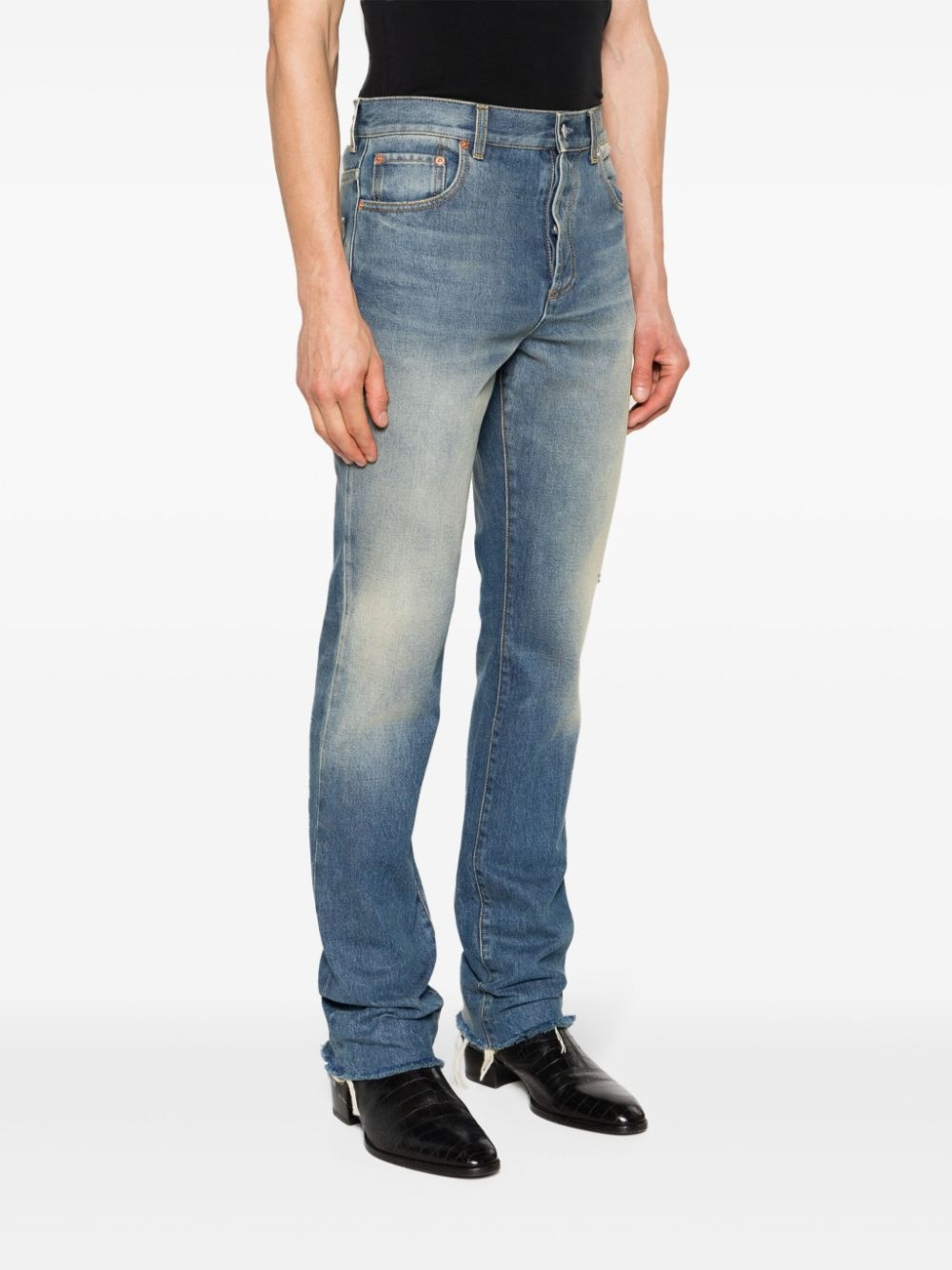 mid-rise straight-leg washed jeans - 3