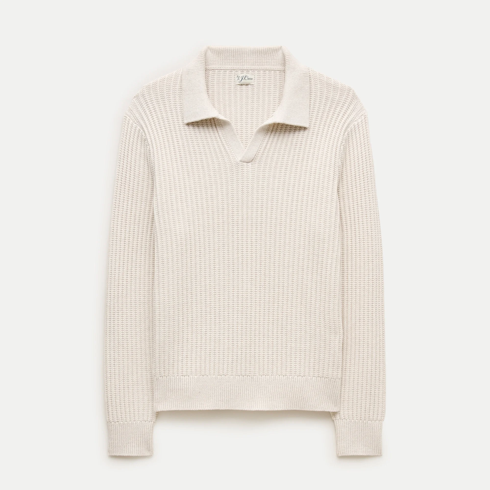 Fisherman-rib johnny-collar sweater in cotton - 1
