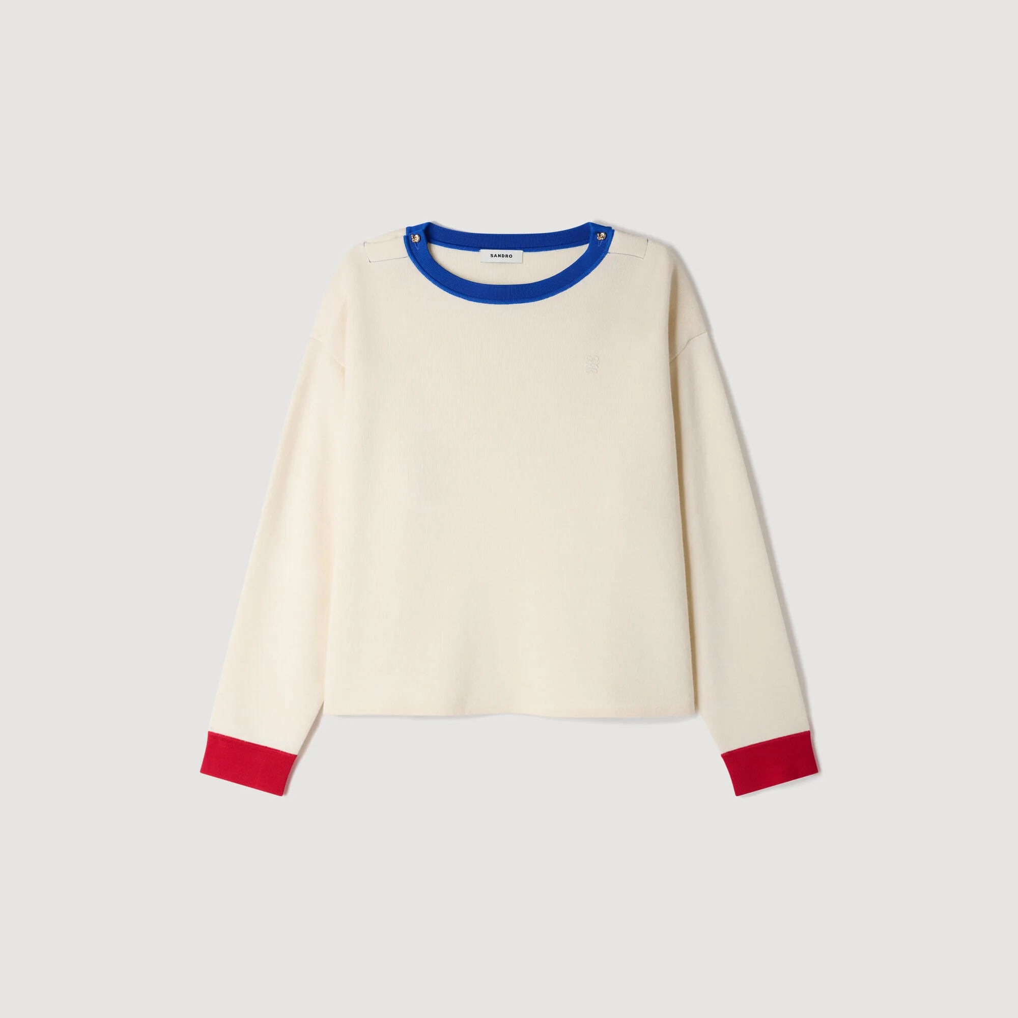 CONTRAST ROUND-NECK WOOL SWEATER - 1