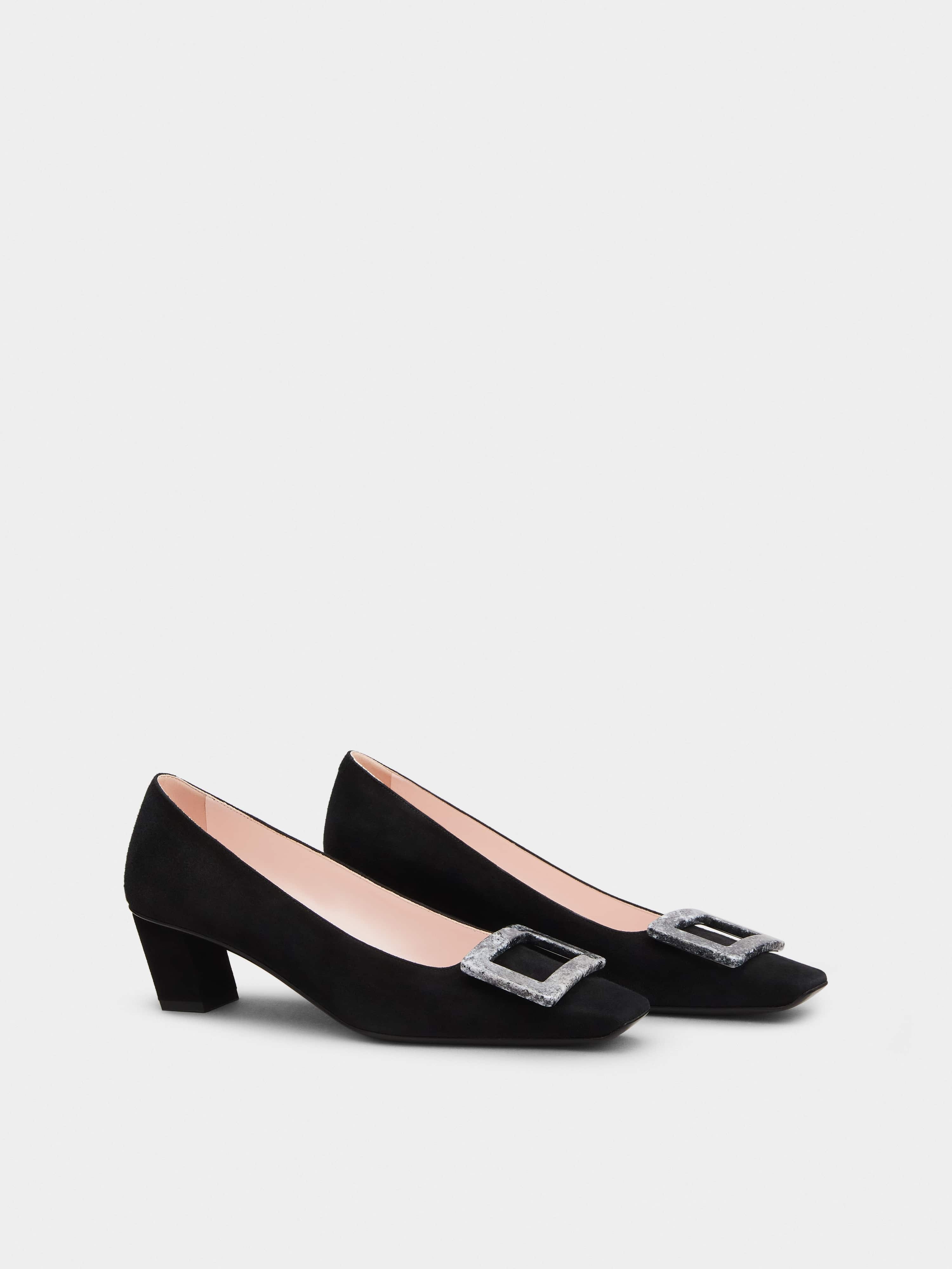 Roger Vivier Belle Vivier Stone Buckle Pumps in Suede