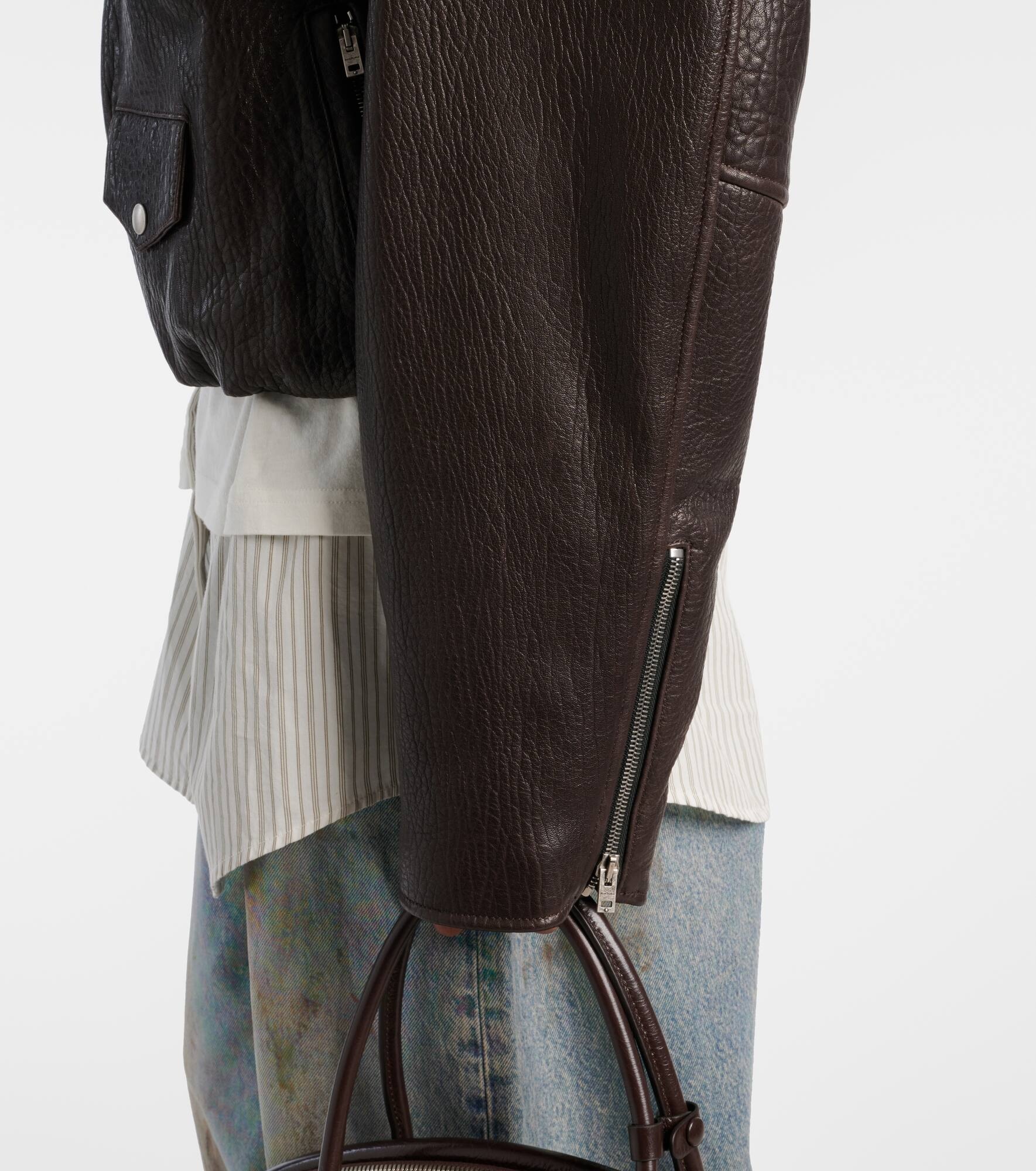 Leather biker jacket - 5