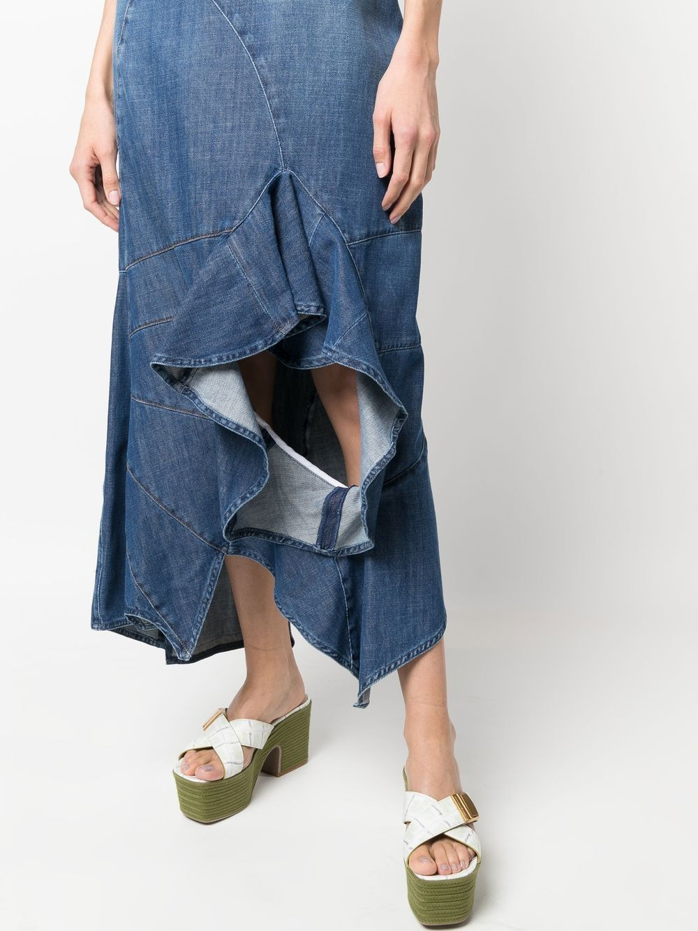 asymmetric denim ruffle dress - 5