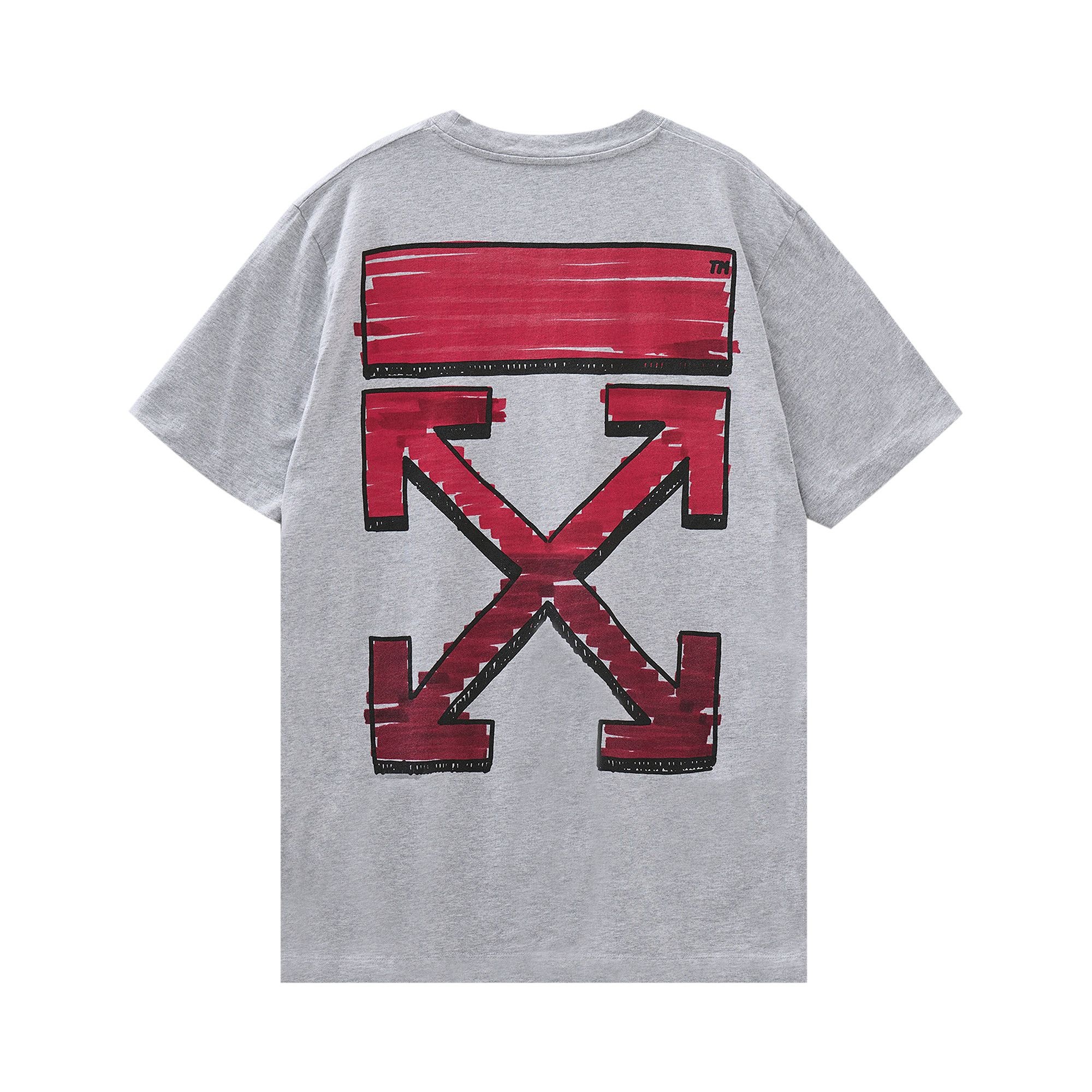 Off-White Marker Slim Tee 'Grey/Red' - 2