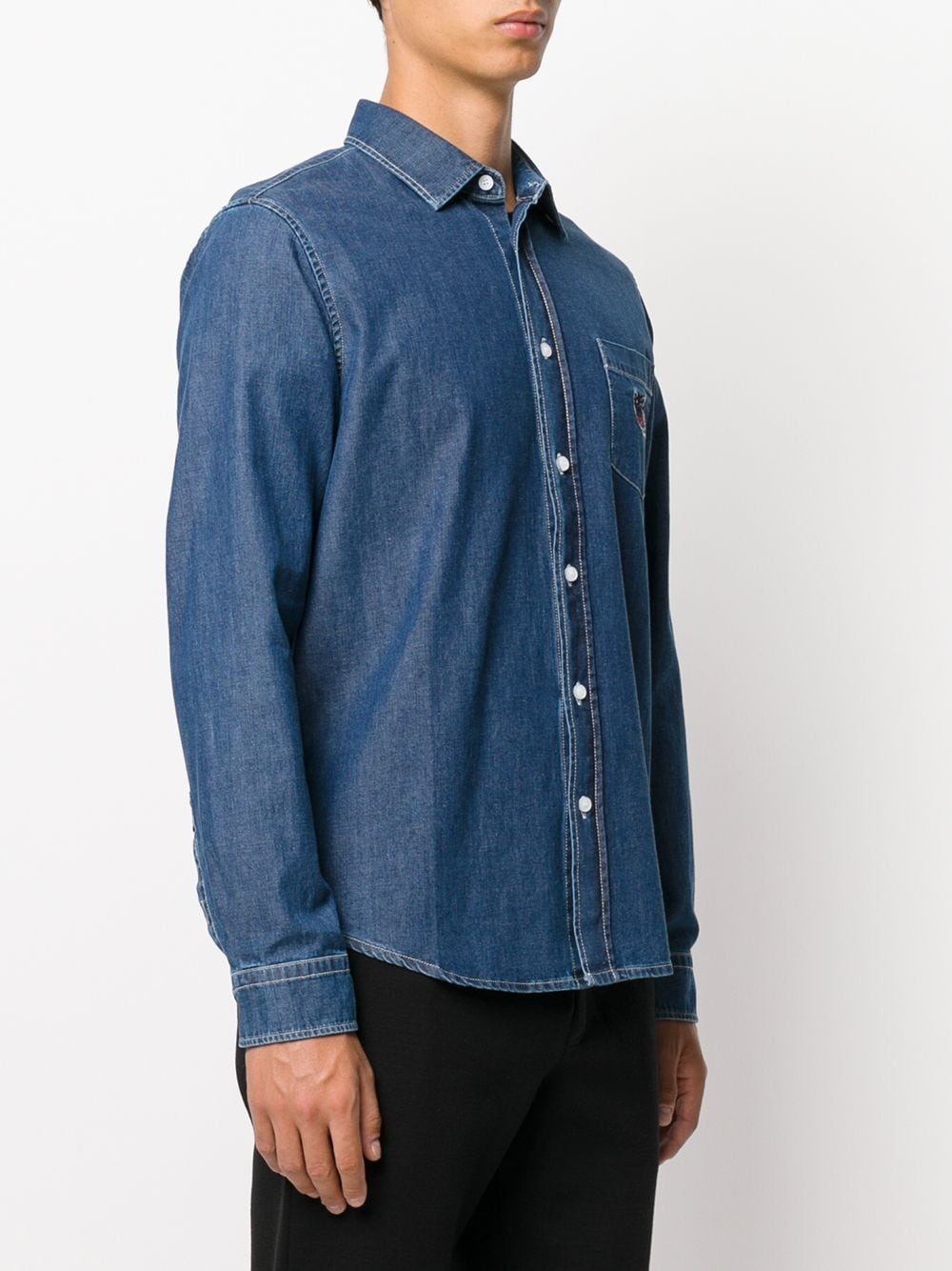 tiger embroidered denim shirt  - 3