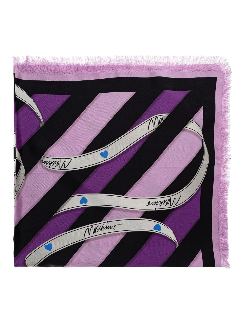 ribbon-striped silk scarf - 1