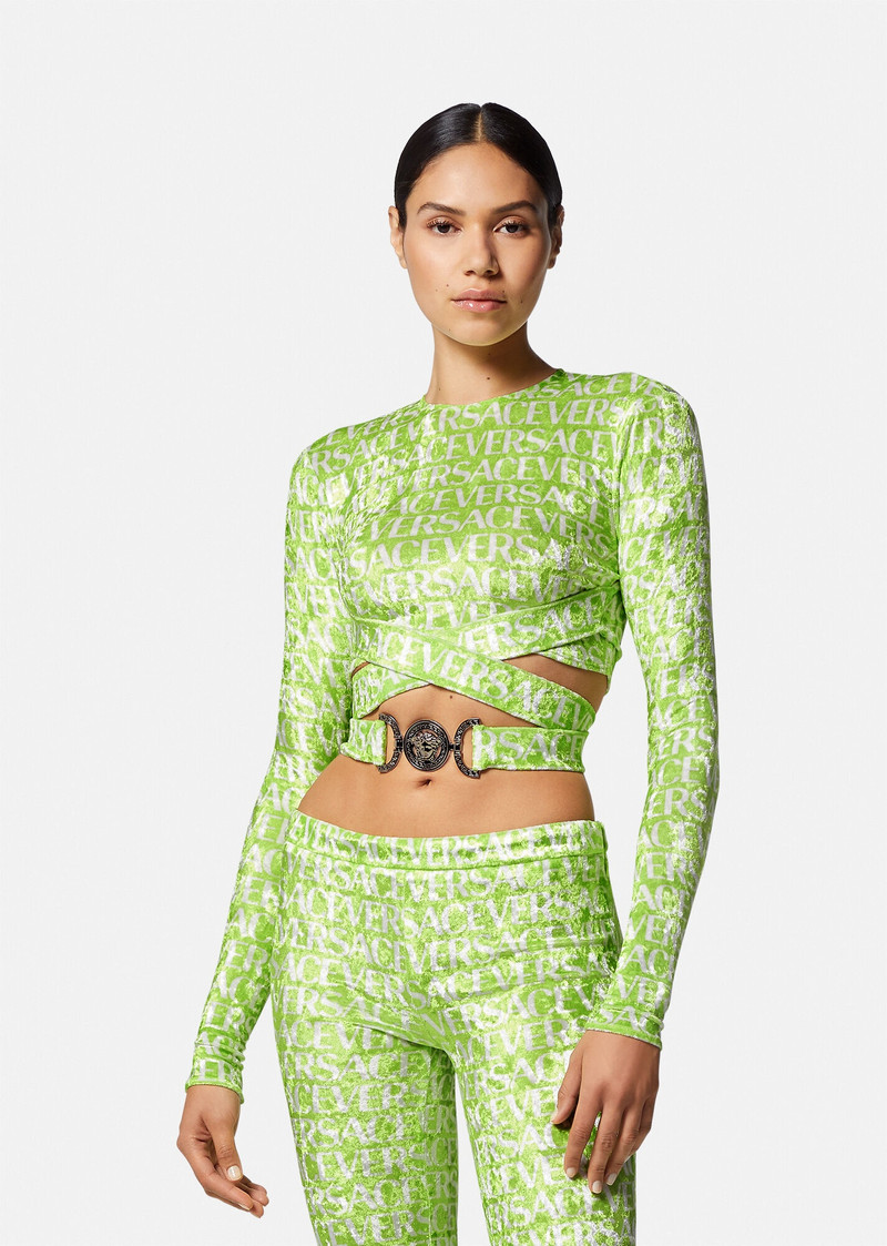 Versace Allover Velvet Crop Top 3