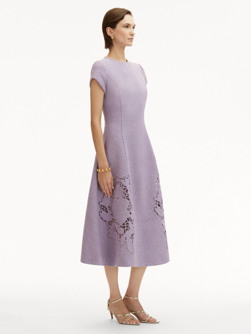 Oscar de la Renta ENGLISH ROSE CUTOUT TWEED DRESS outlook
