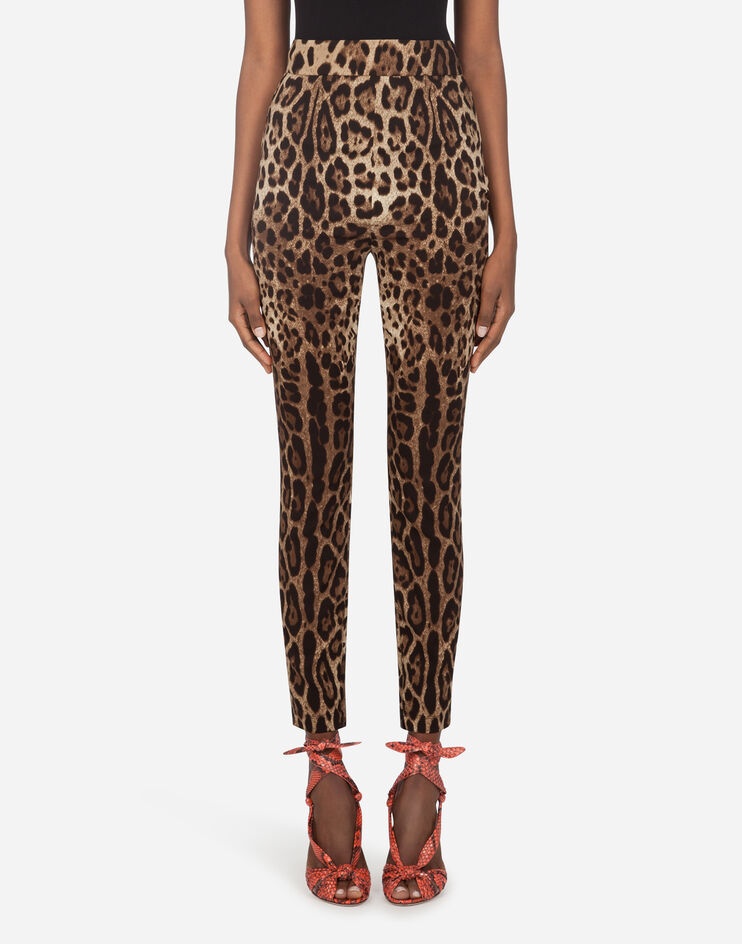 Leggings in charmeuse with leopard print - 1