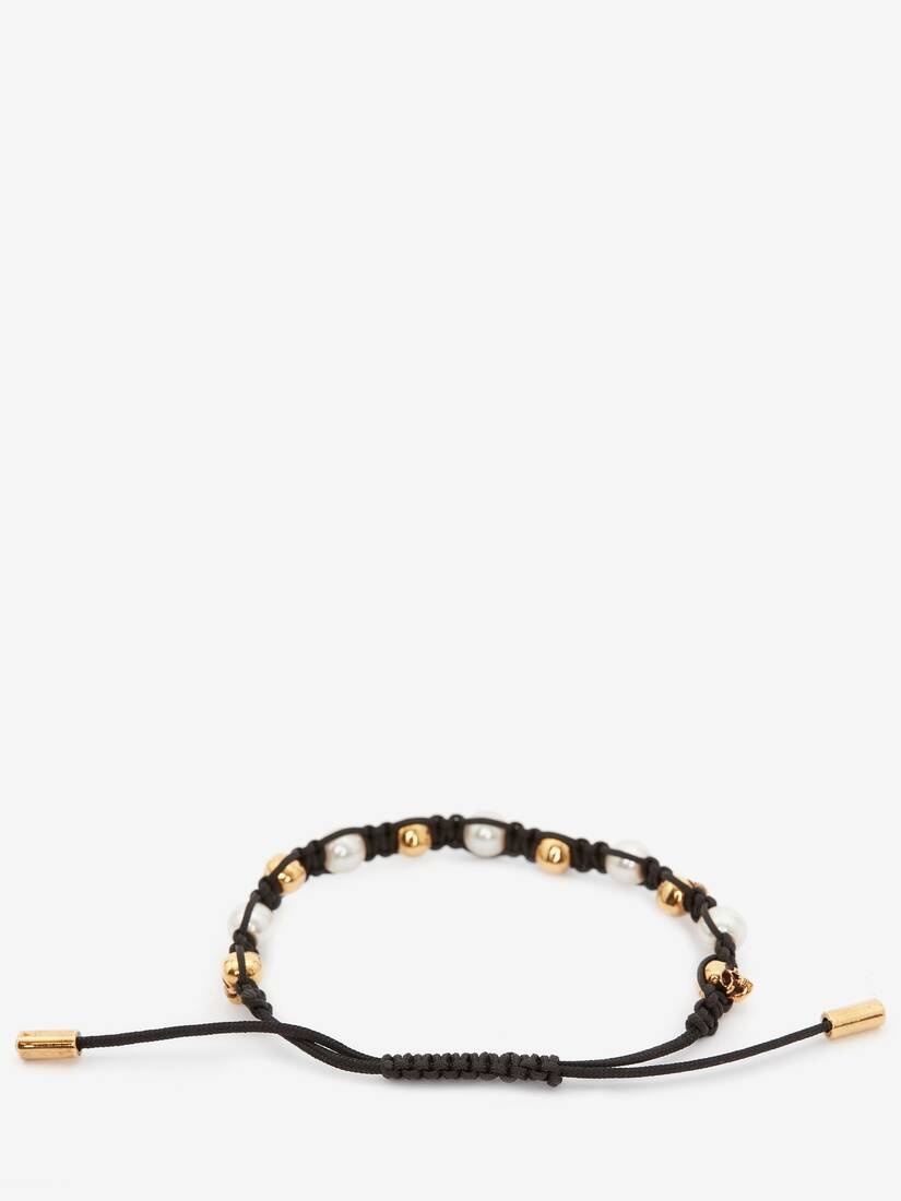 Pearly Skull Friendship Bracelet in Black - 2