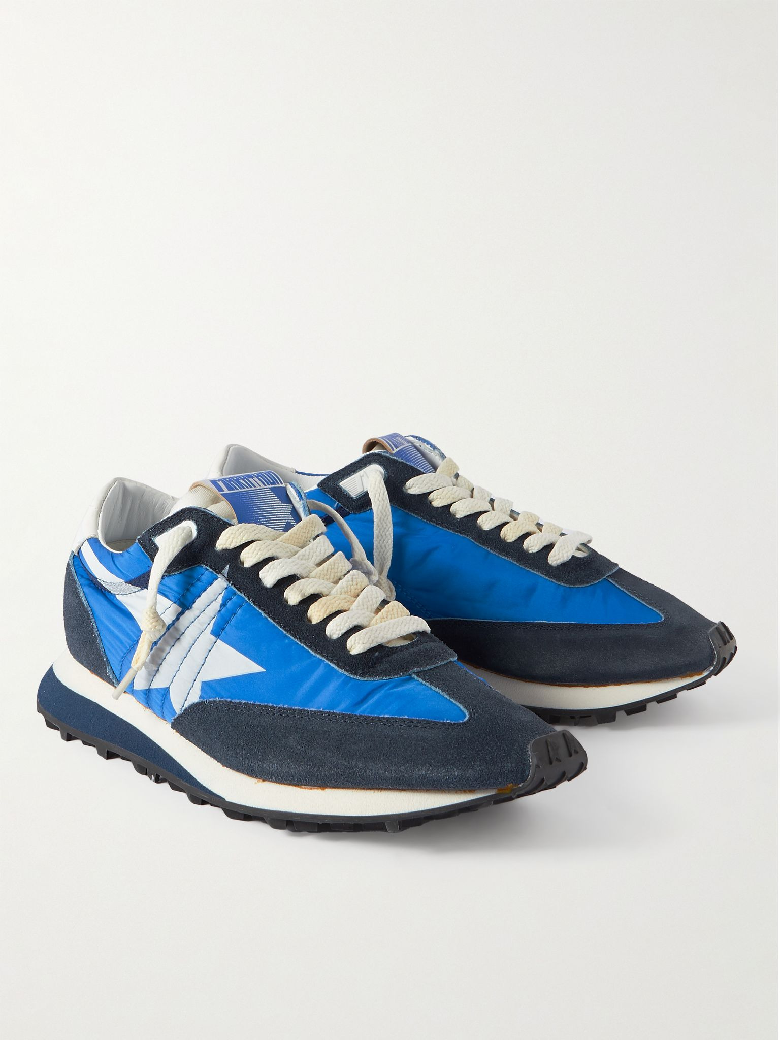 Marathon Leather and Suede-Trimmed Nylon Sneakers Blue - 4