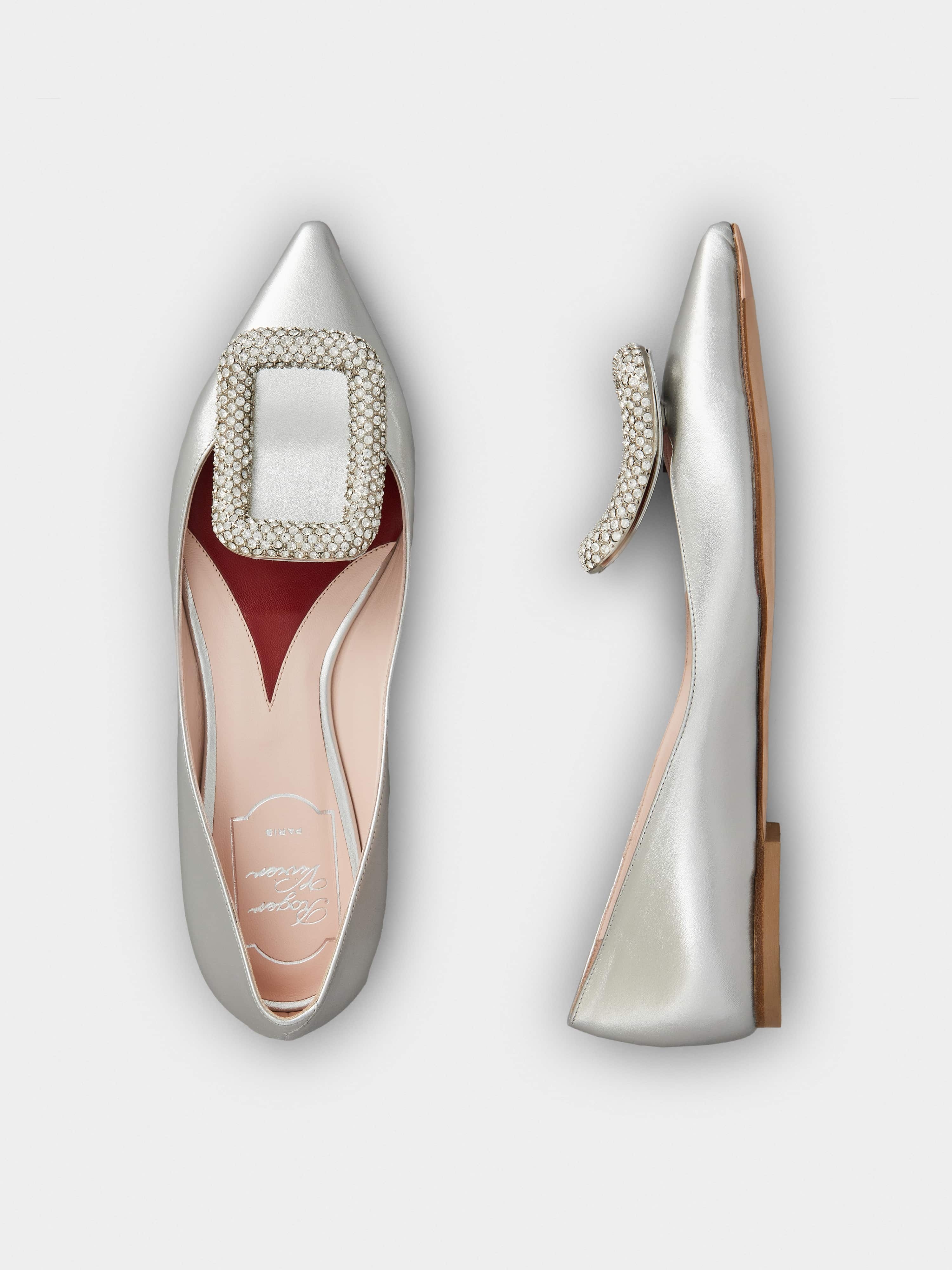 Viv' Choc Strass Buckle Ballerinas in Soft Leather - 4