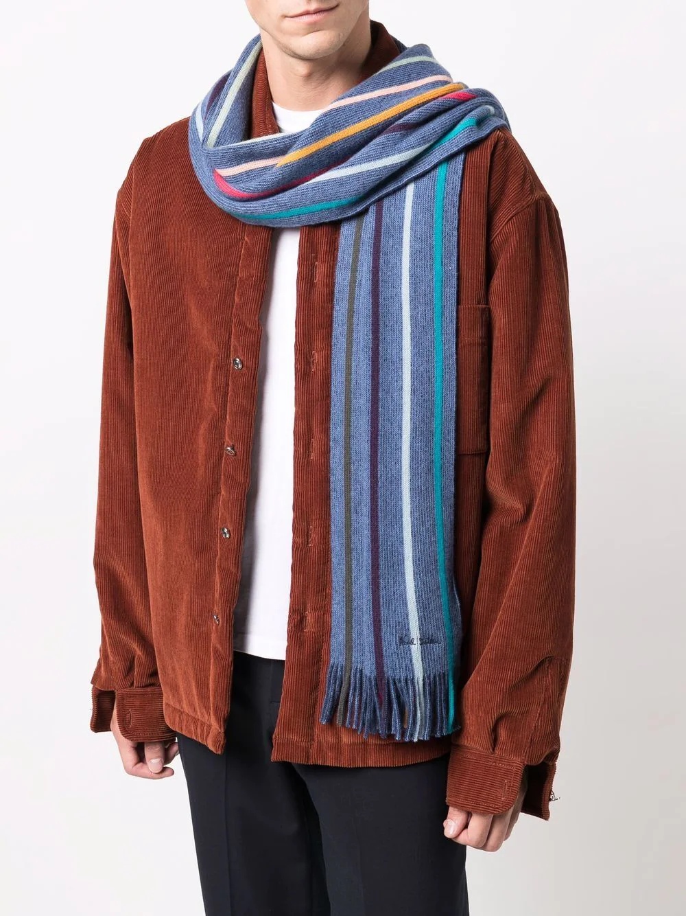 bright stripe print wool scarf - 2