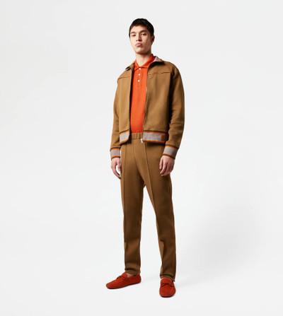 Tod's TROUSERS WITH LEATHER PIPING - BROWN outlook