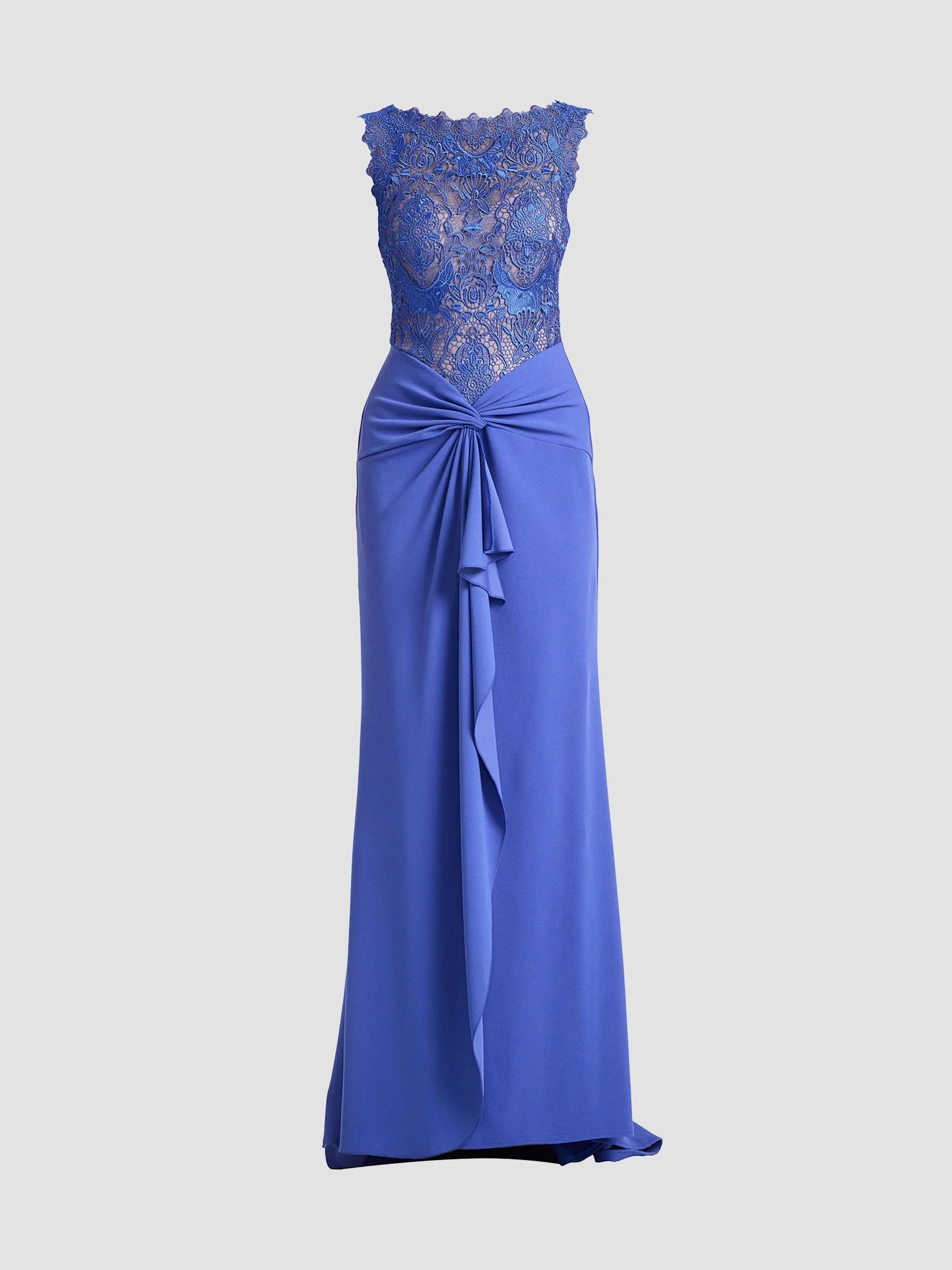 Women's Evelise Ruffled Lace Gown - Blue Iris - 1