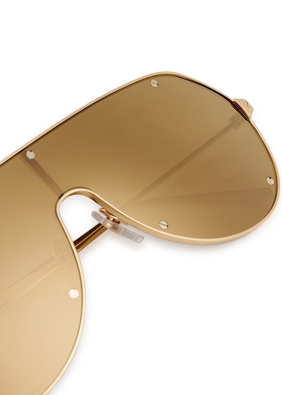 Cartier Santos De Cartier Gold-tone Mask Sunglasses, Sunglasses, Gold - 3