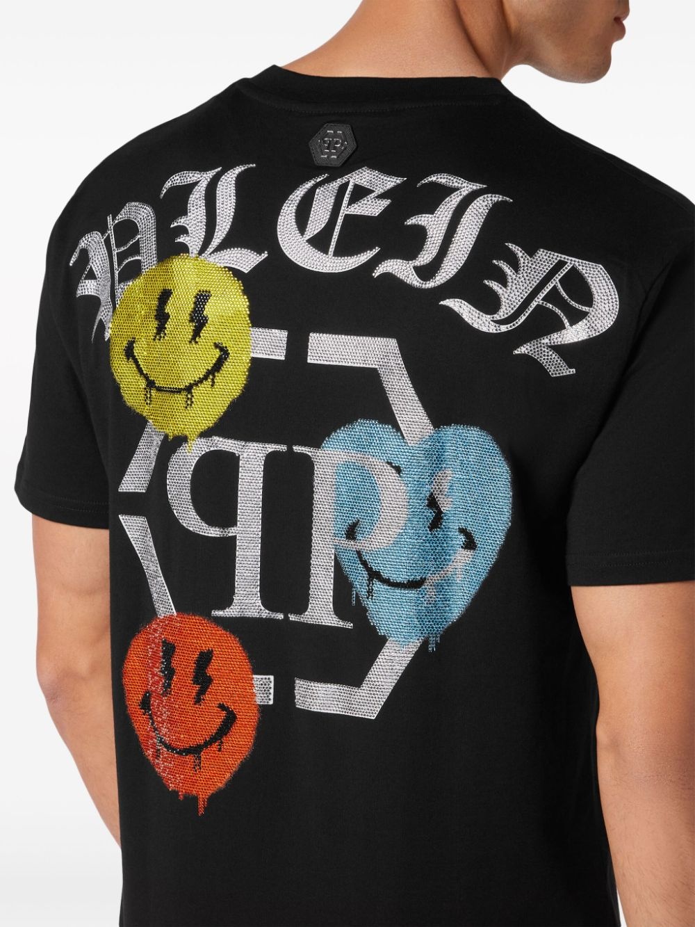 rhinestone-logo cotton T-shirt - 5
