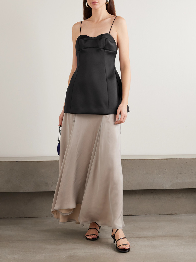 RÓHE Paneled Duchesse-satin Peplum Bustier Top outlook