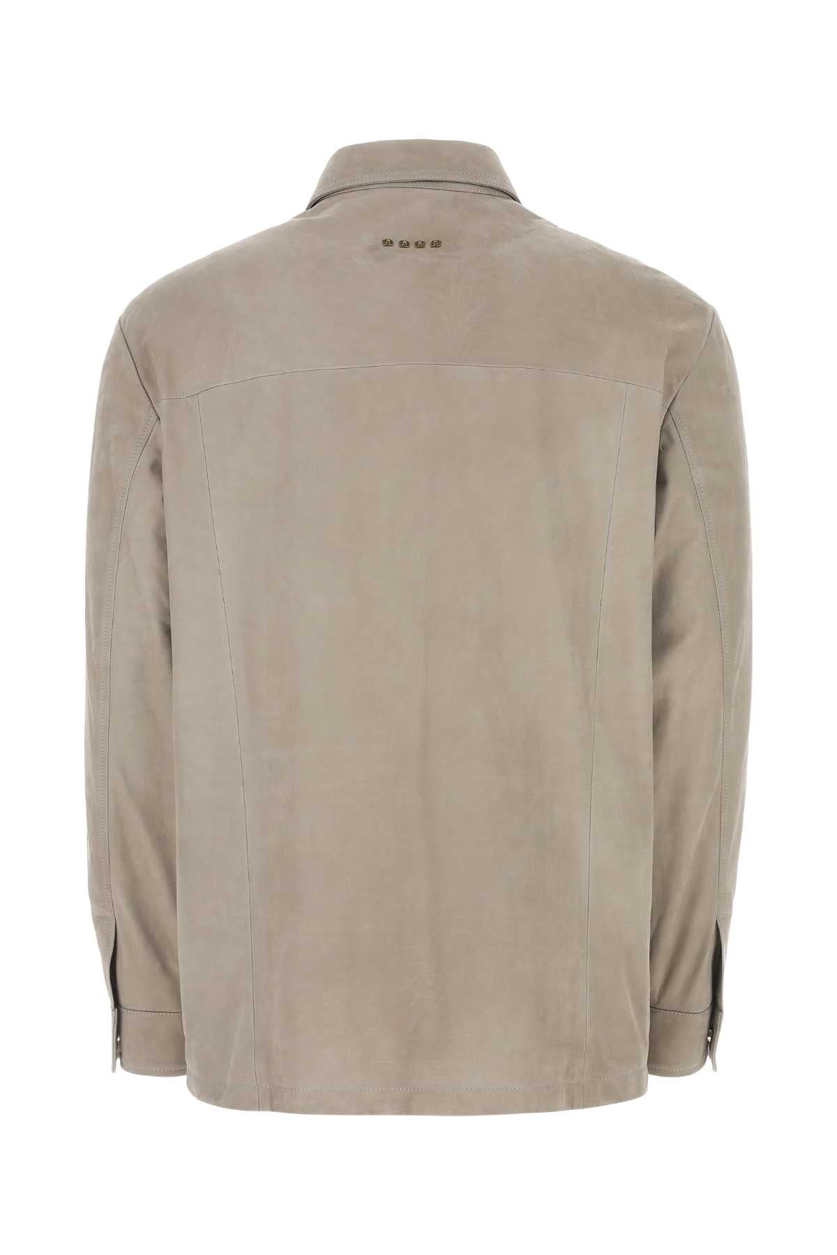 Etro Men Dove Grey Suede Shirt - 3