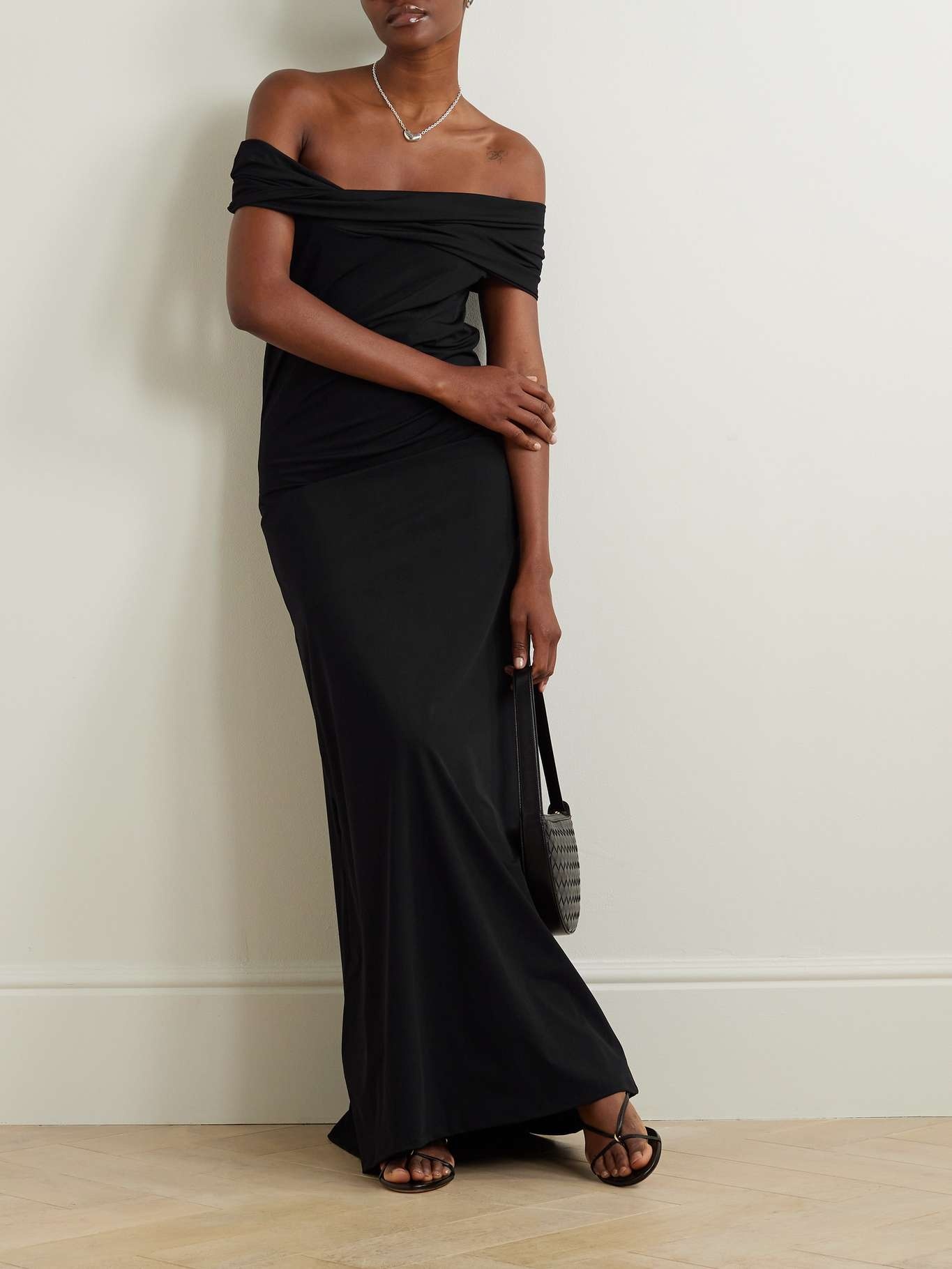 Off-the-shoulder ruched stretch-jersey maxi dress - 2