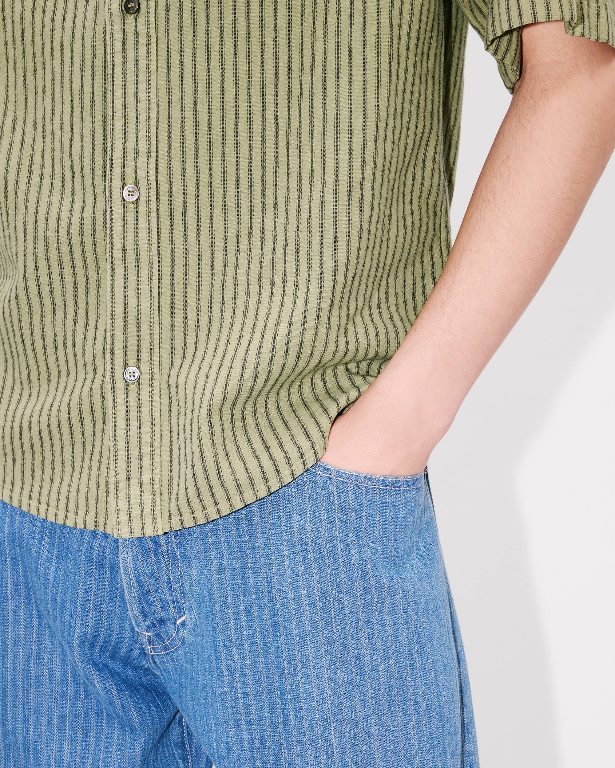 'KENZO Coast Lines' short sleeve shirt in cotton linen - 7