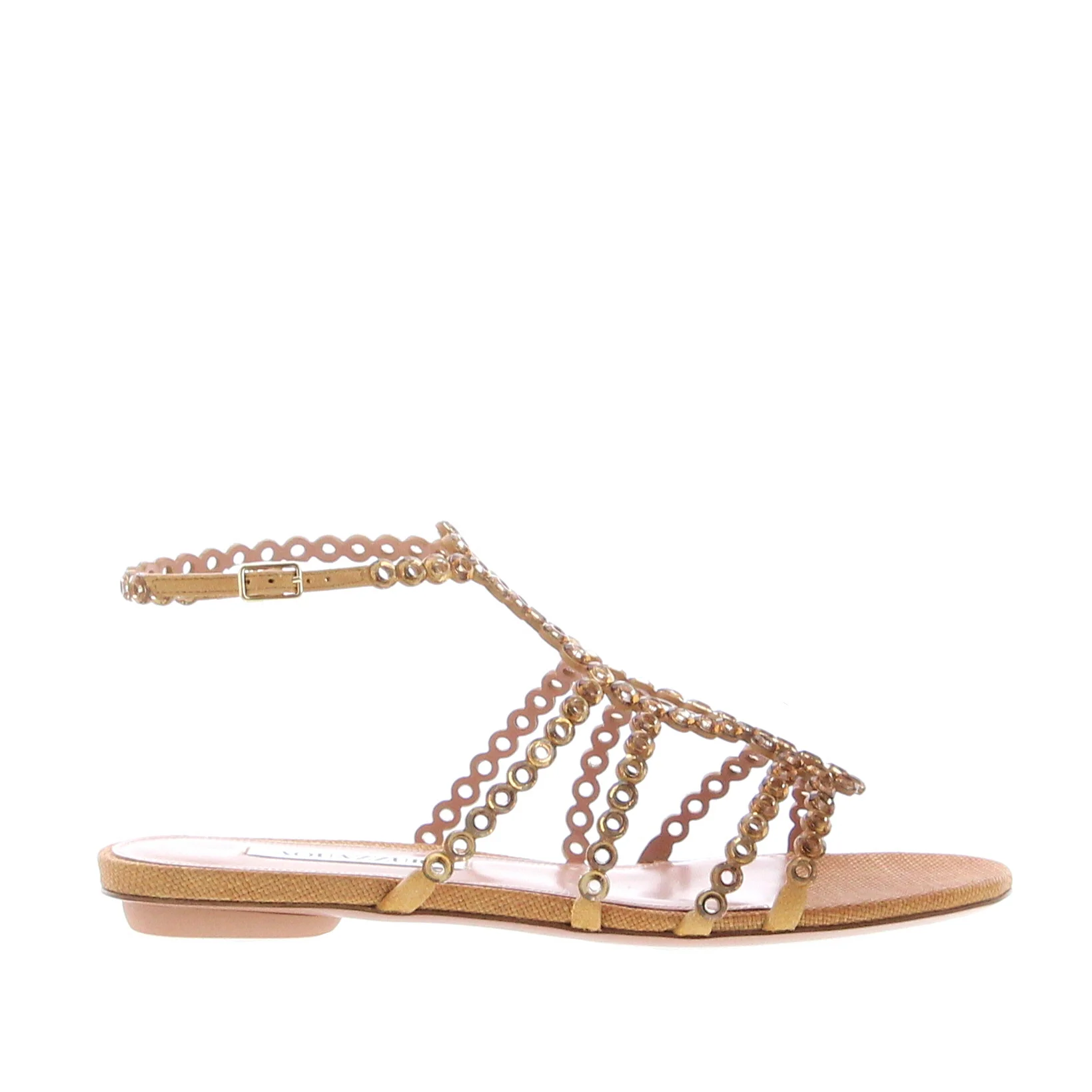 Aquazzura – Mooncrush Sandal Flat – Cognac - 1