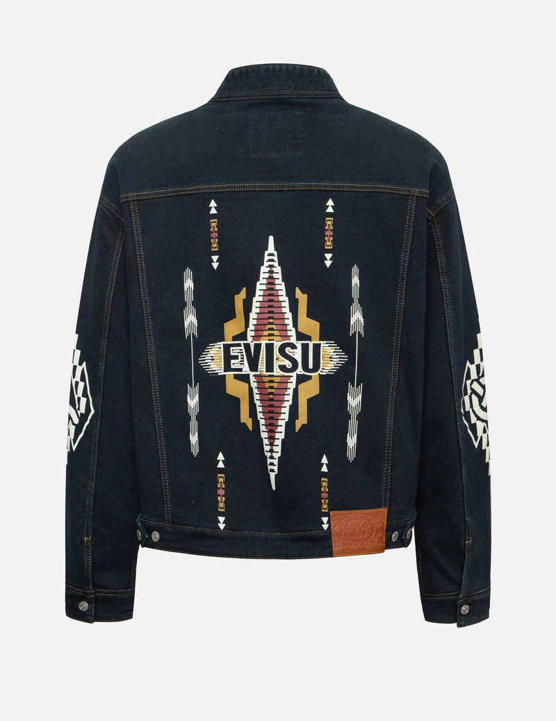 EVISU Chimayo Tapestry and Seagull Print Reversible Boxy Denim Jacket outlook