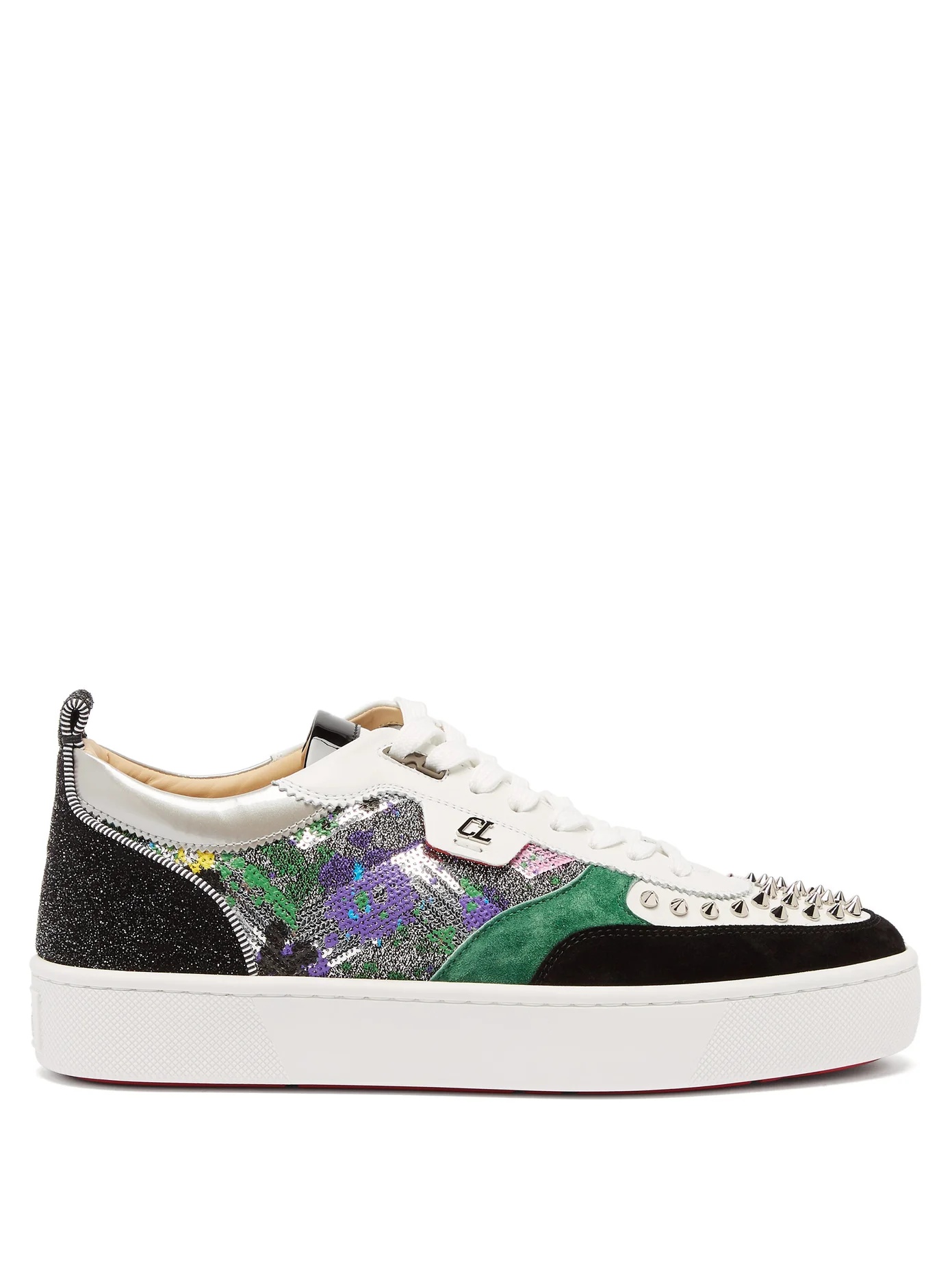 Happyrui Spikes sequinned leather trainers - 1