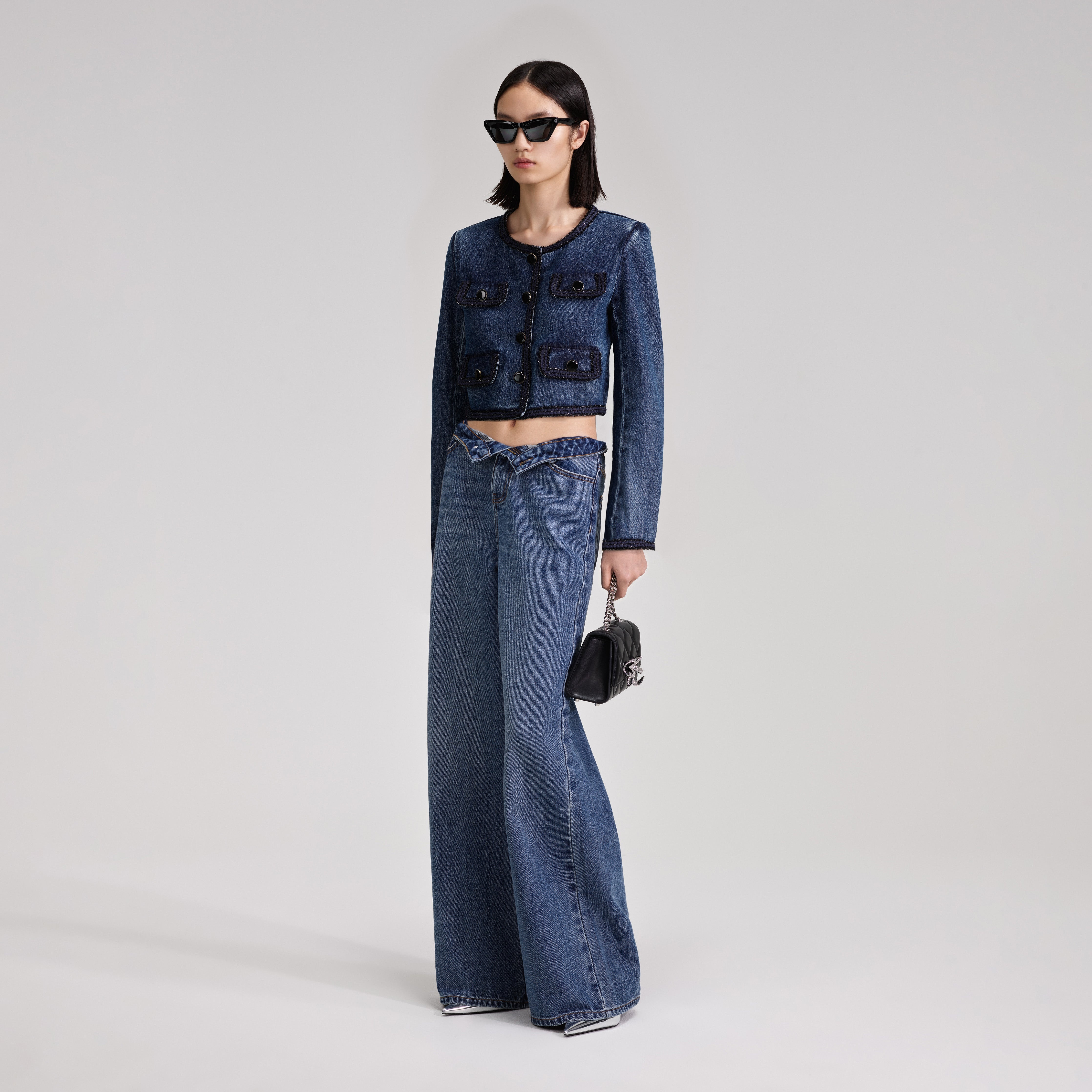 Wide Leg Denim Jeans - 2
