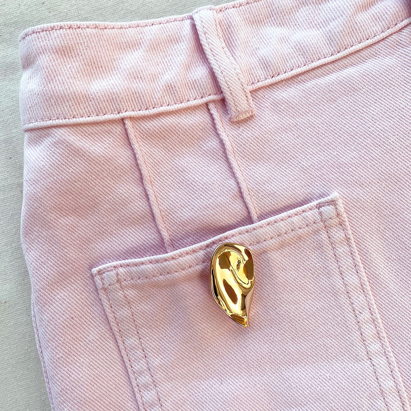 Light Pink Denim Straight Leg Jeans 28" - 5
